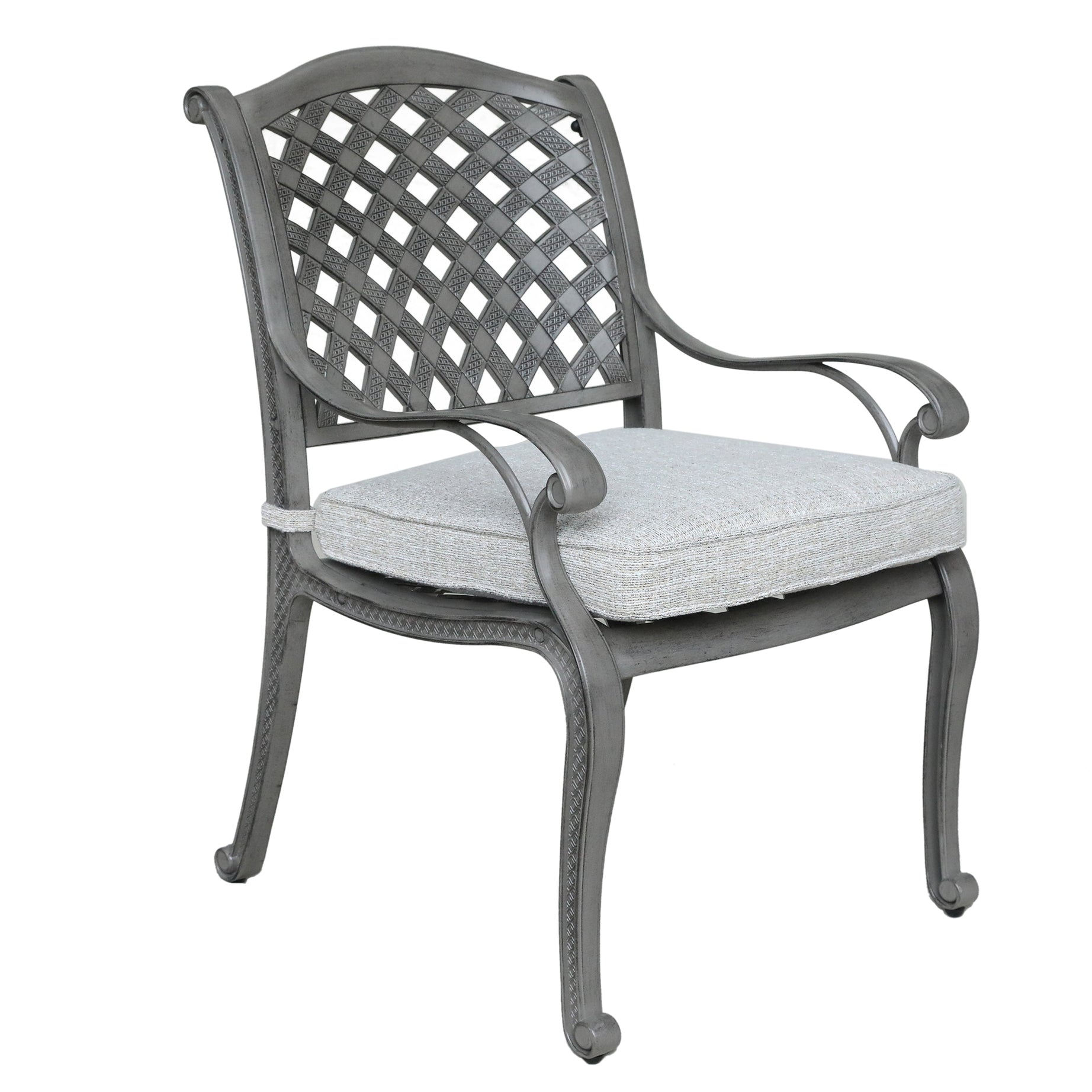 Indoor Outdoor Aluminum Dining Chair with Cushion, Golden Gauze--1