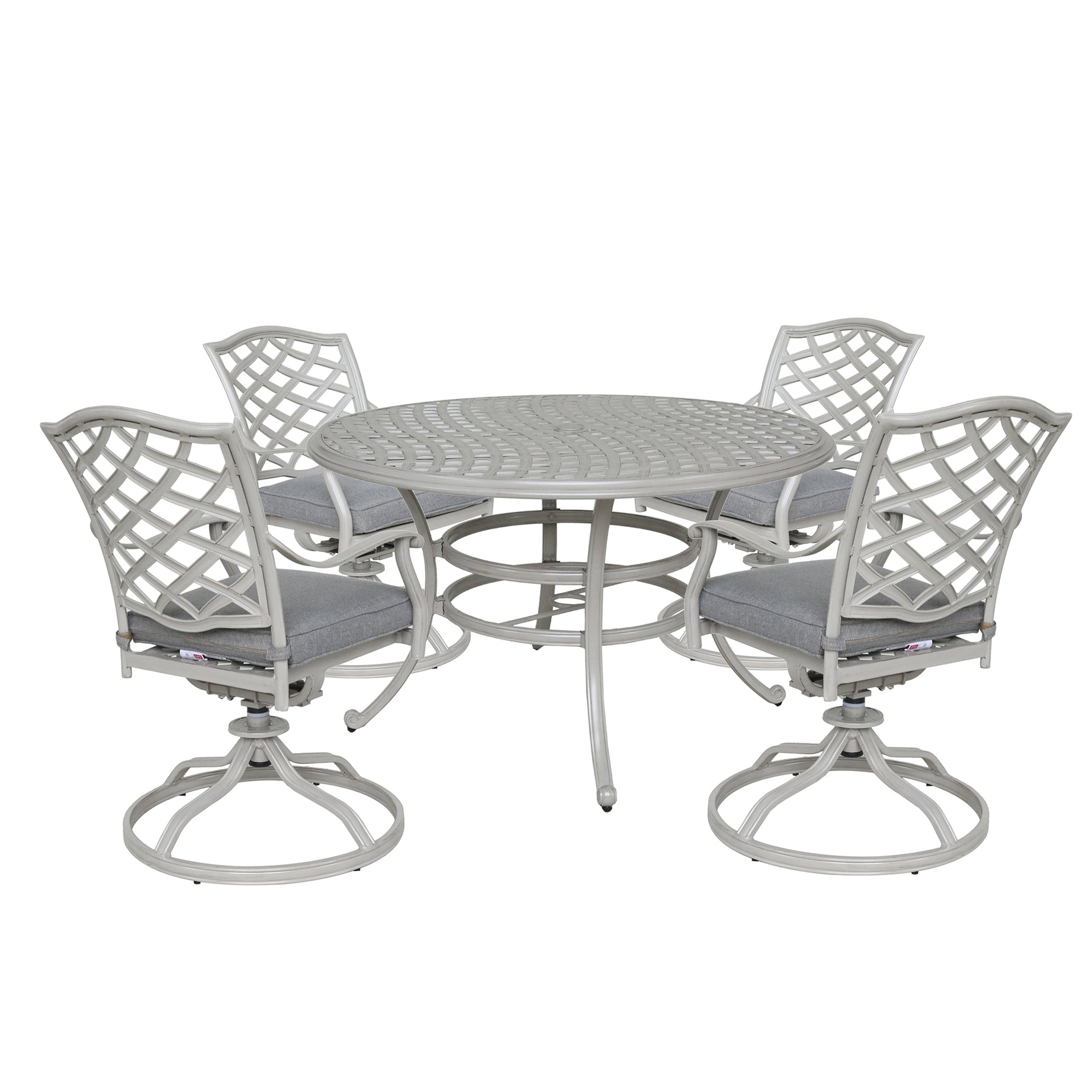 Stylish Outdoor Aluminum 5-Piece Round Dining Set, Basalt--1