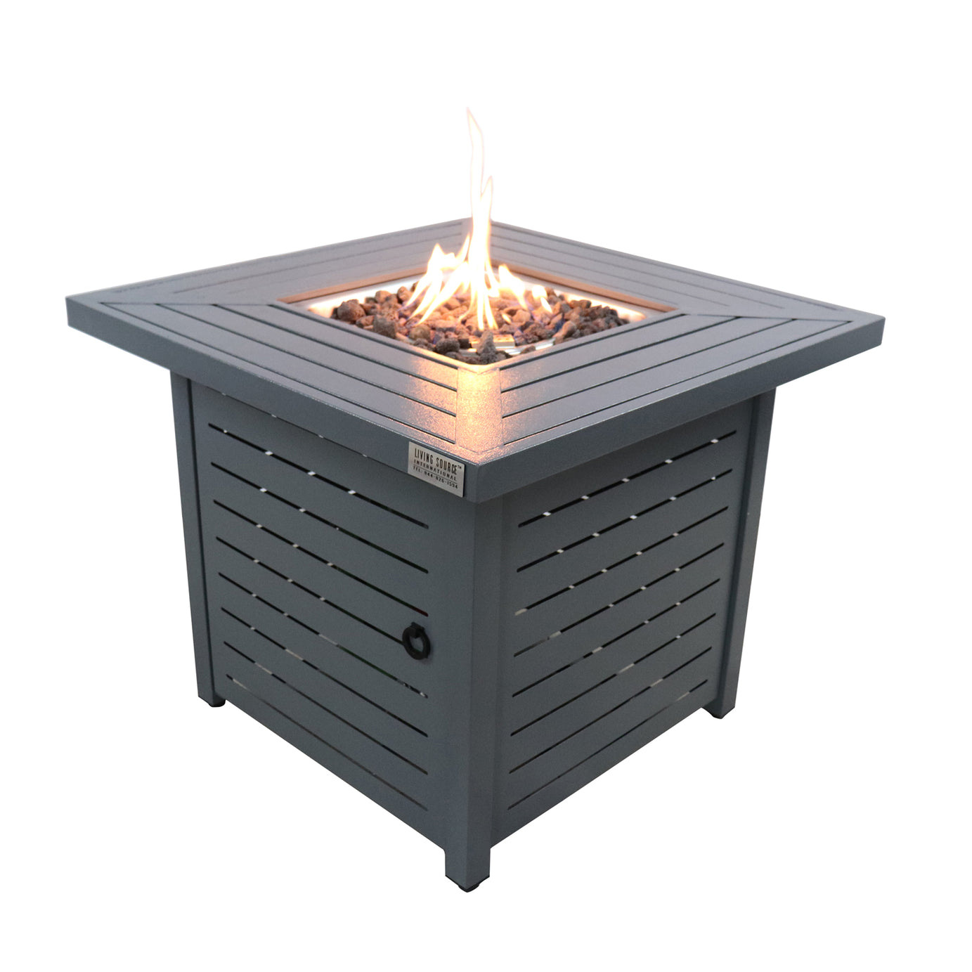 25" H Steel Outdoor Fire Pit Table with Lid--1