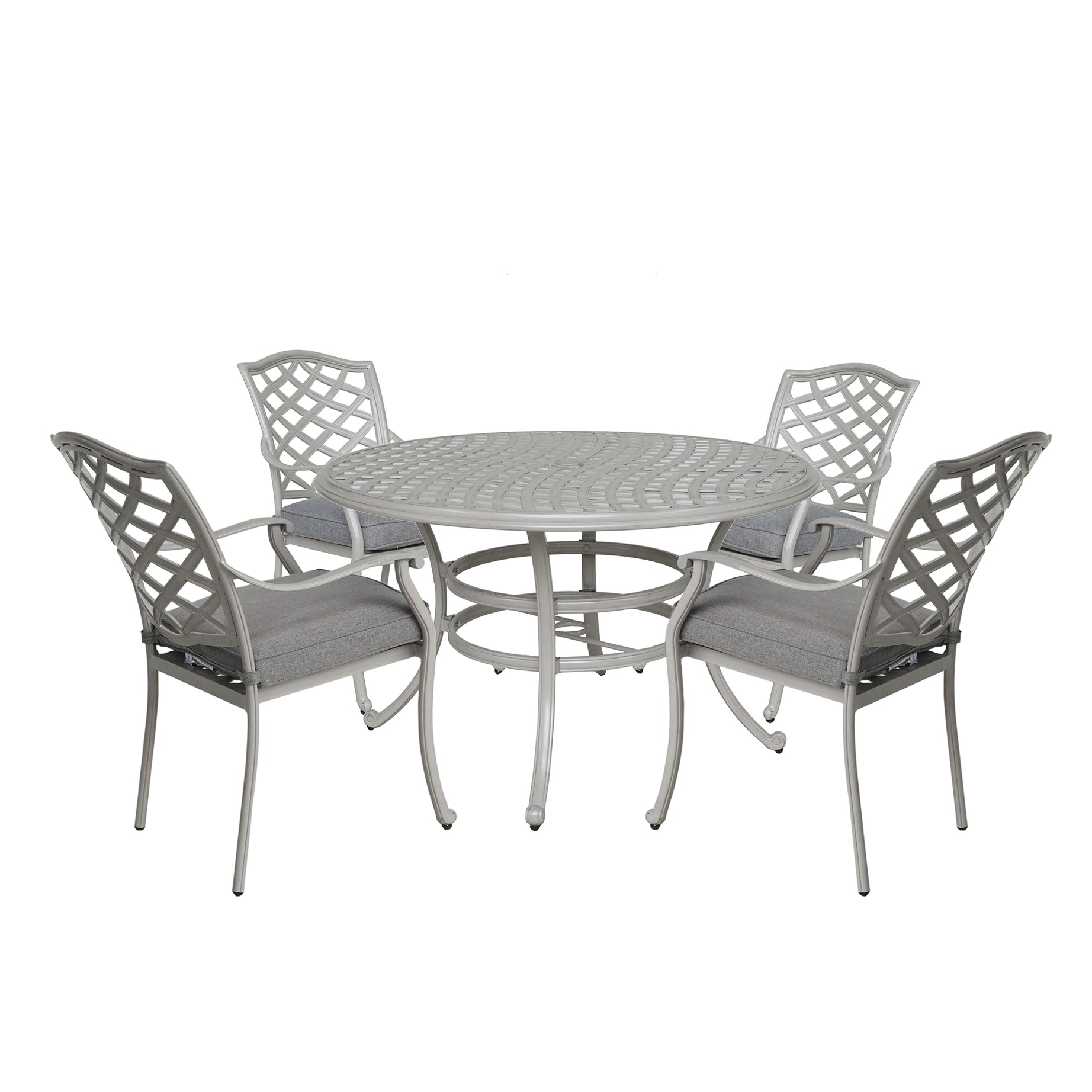 Stylish Outdoor Aluminum 5-Piece Round Dining Set, Basalt--1