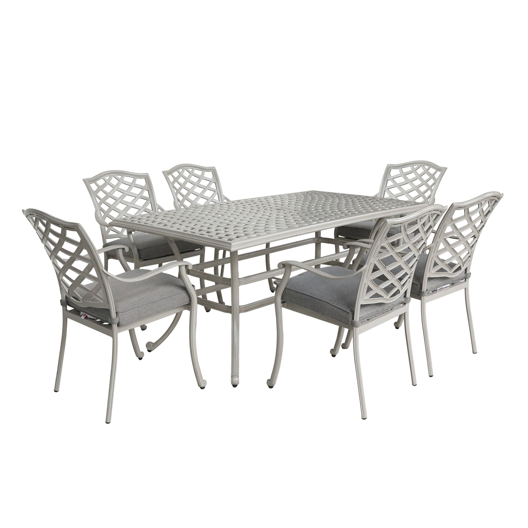 Modern Outdoor 7-Piece Aluminum Dining Set, Basalt--1