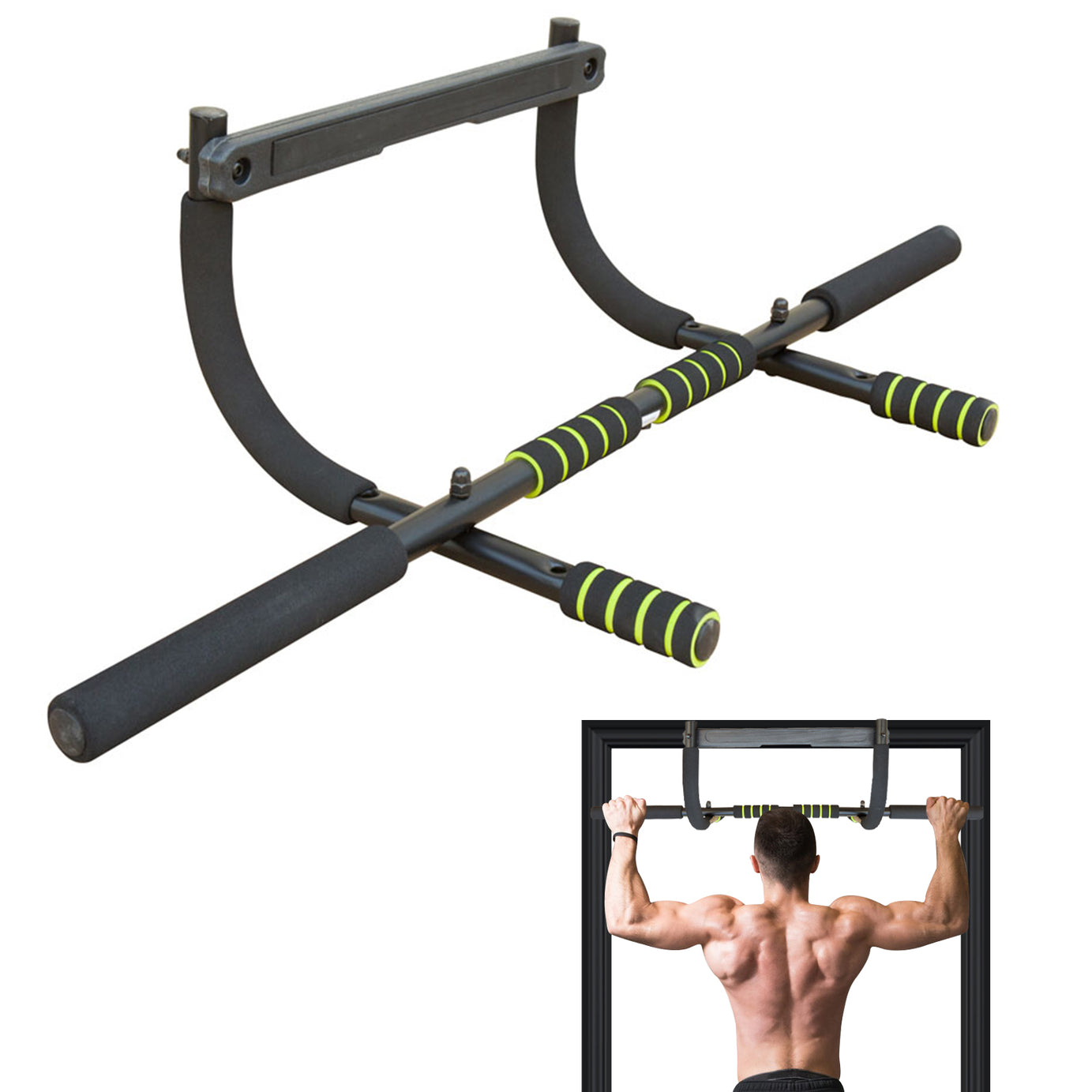 Wall Mounted Pull Up Bar Exercise Chin Bar Portable Dip Bars for Indoors Home Gym--1