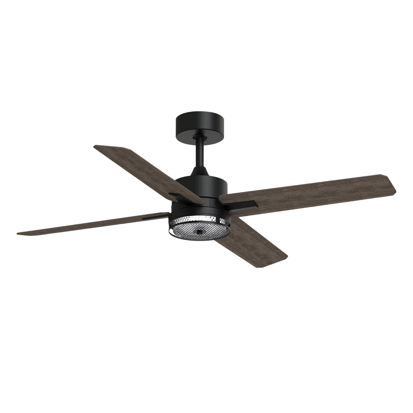 46 Inch Downrod Ceiling Fans with Lights and Remote Control, Modern Outdoor Indoor Dark 4 Blades LED Lights Smart Ceiling Fans for Bedroom, Living Room, and Patios--1