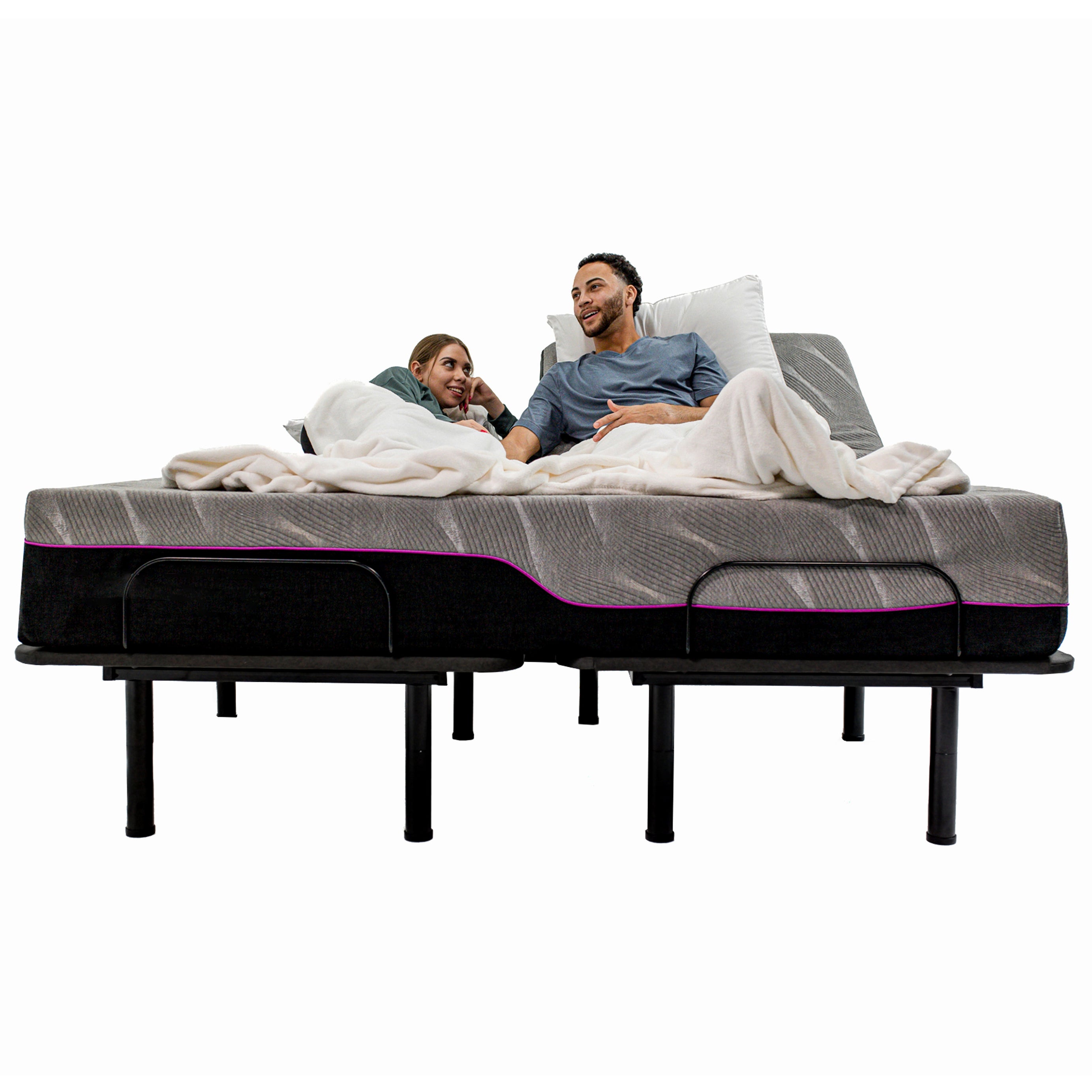 Bridgevine Home King Size Flex Head Quick Assembly Adjustable Bed Frame with Voice Activated Controls--1