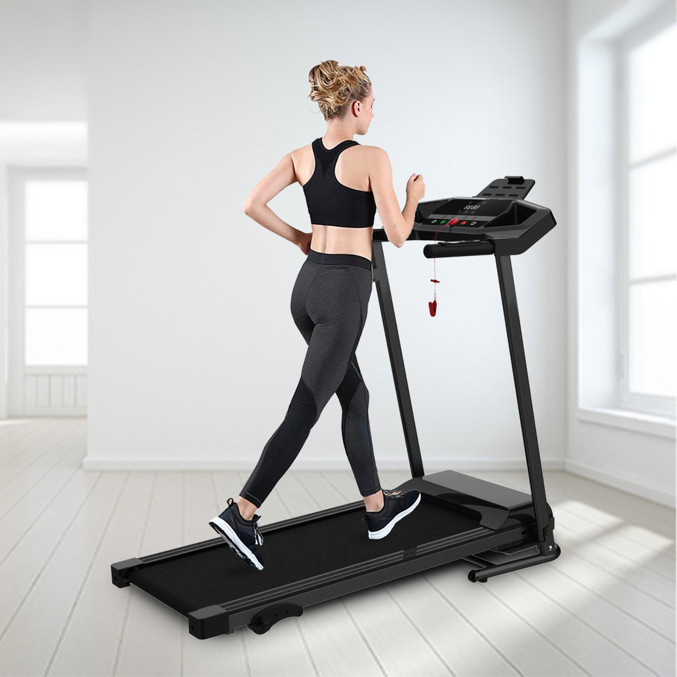 Motorized Electric Treadmill for Home - 3 Level Manual Inclination & Foldable Running Machine with 12 Programs with Phone Holder--1