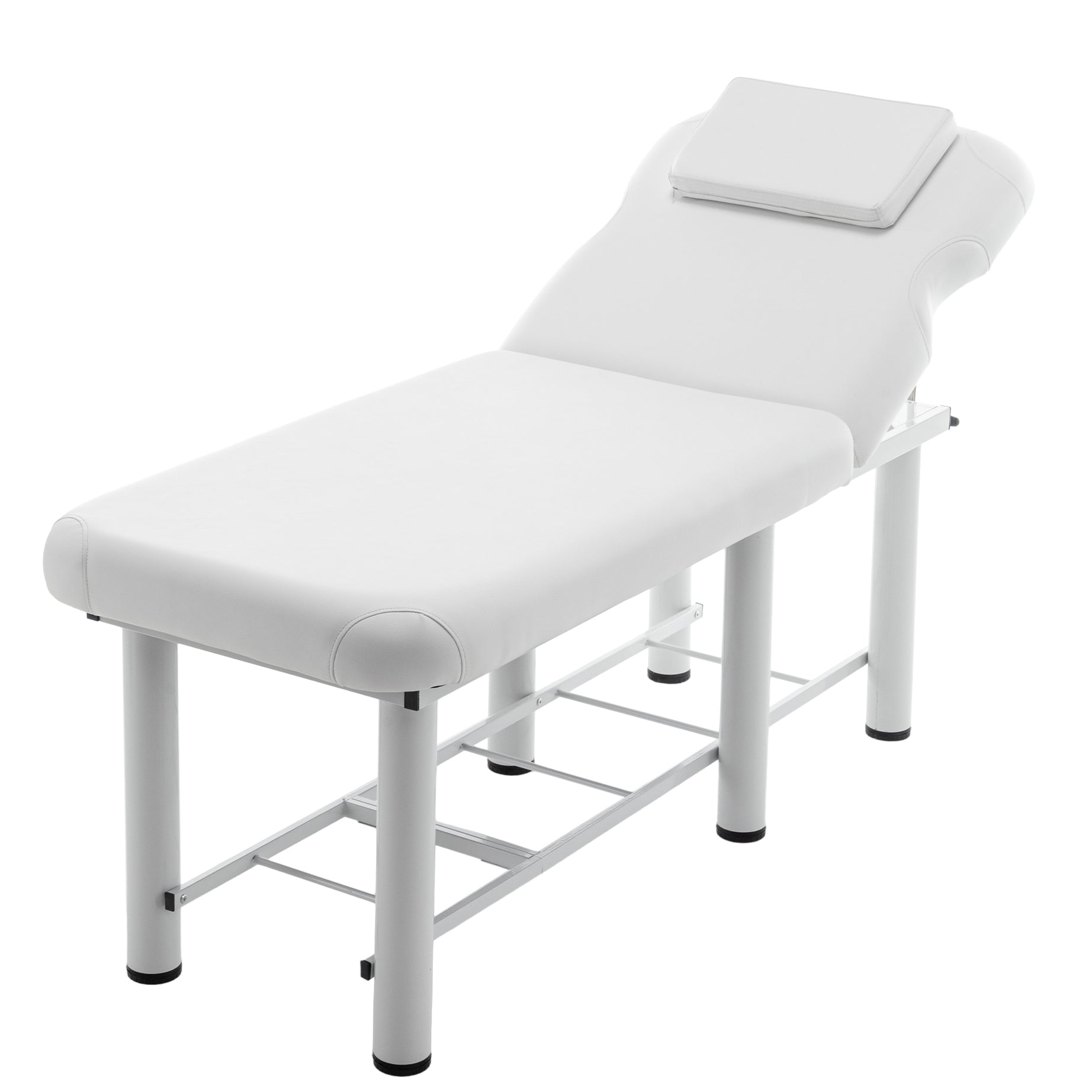 Professioanl Massage Table , Backrest Adjustable, Removable Headrest, Bottom Shelf Storage , Memory Foam Layer Salon Bed,White--1