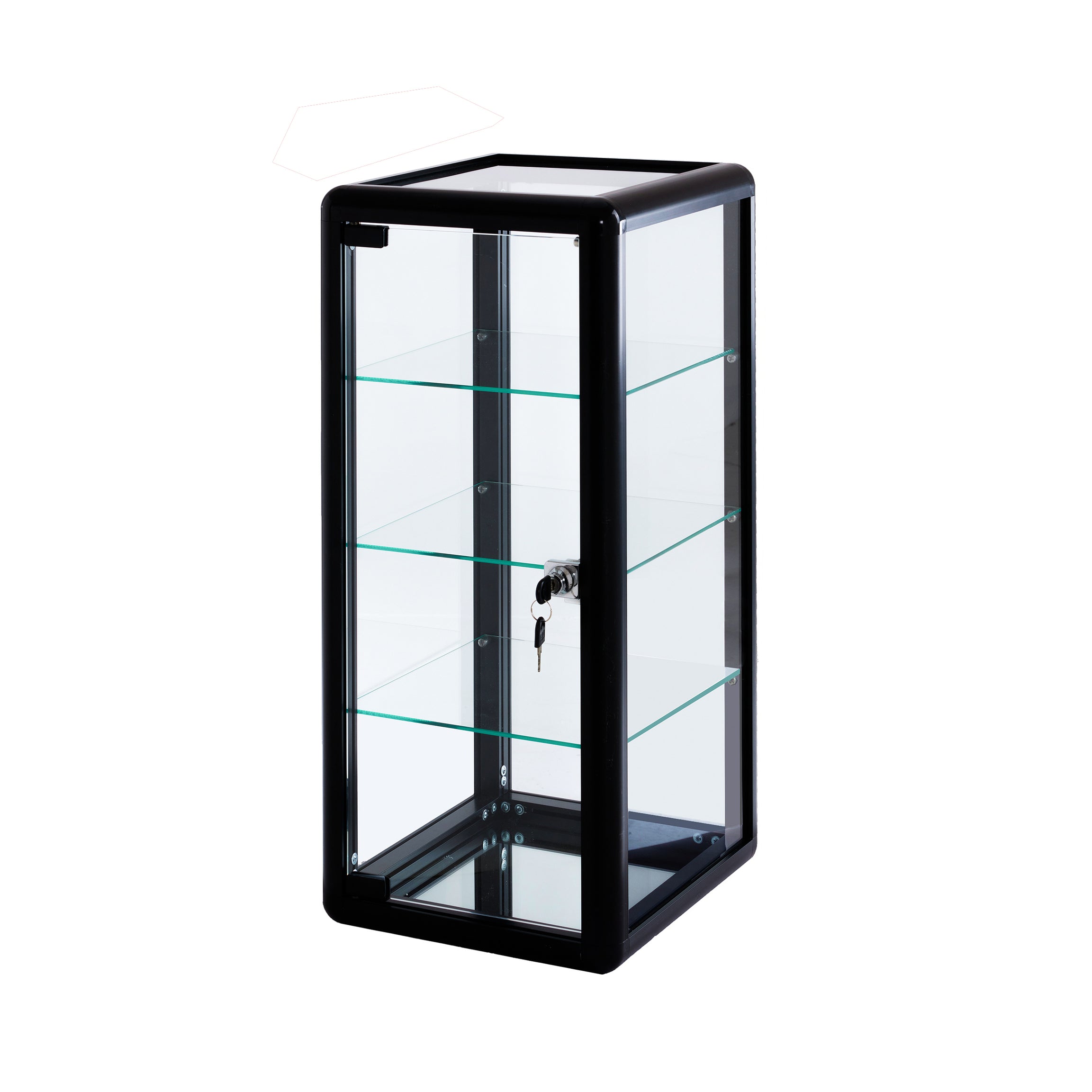 Tempered Glass Counter Top Display Showcase with Sliding Glass Door and Lock,Standard Aluminum Framing with Sliding Glass Door and Lock-display cabinet--1