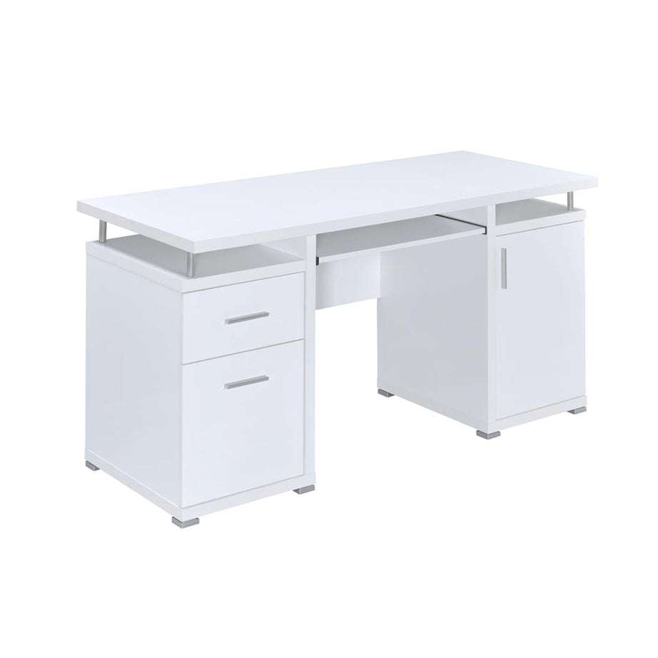 55-inch Office Computer Desk with2 Drawers in White--1