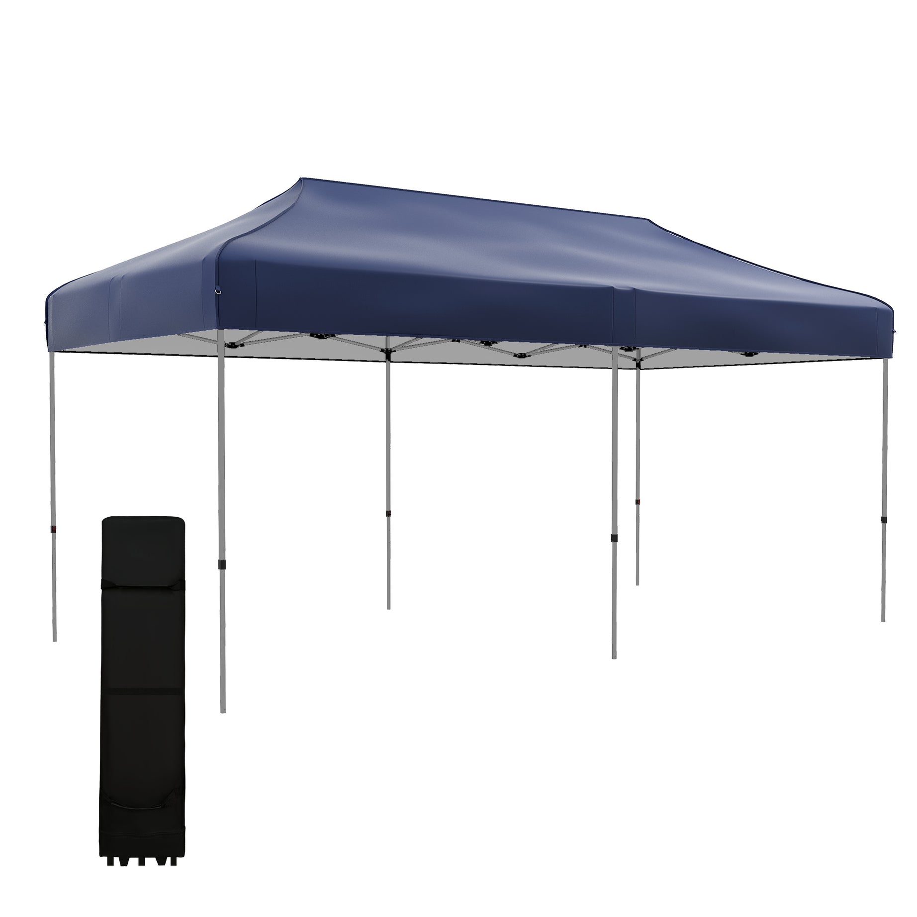 Outsunny 10' x 20' Pop Up Canopy Tent, Instant Sun Shelter with 3-Level Adjustable Height, Easy up Outdoor Tent for Parties with Wheeled Carry Bag for Garden, Patio, Dark Blue--1