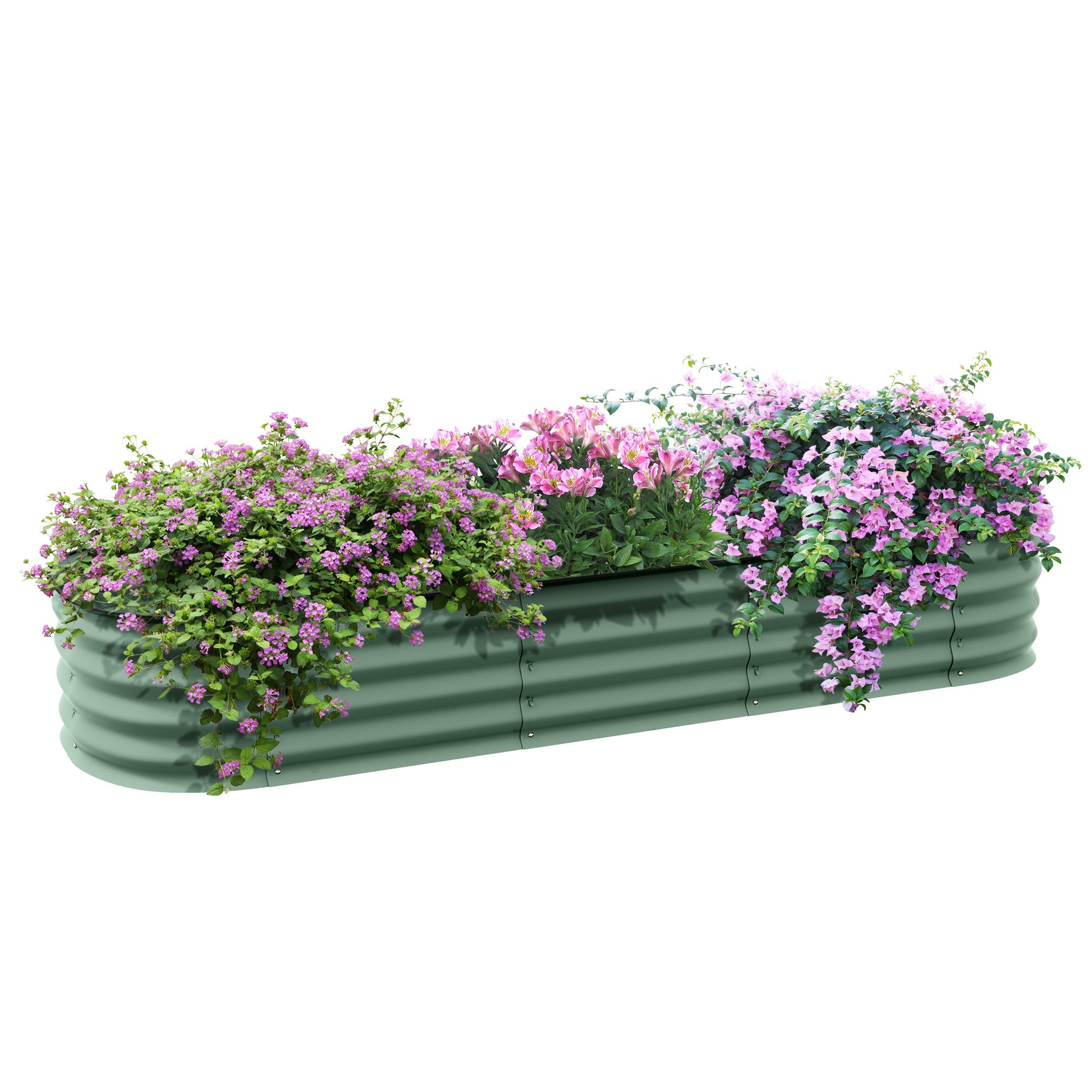 Outsunny 6.4' x 2' x 1' Galvanized Raised Garden Bed Kit, Outdoor Metal Elevated Planter Box with Safety Edging, Easy DIY Stock Tank for Growing Flowers, Herbs & Vegetables, Green--1