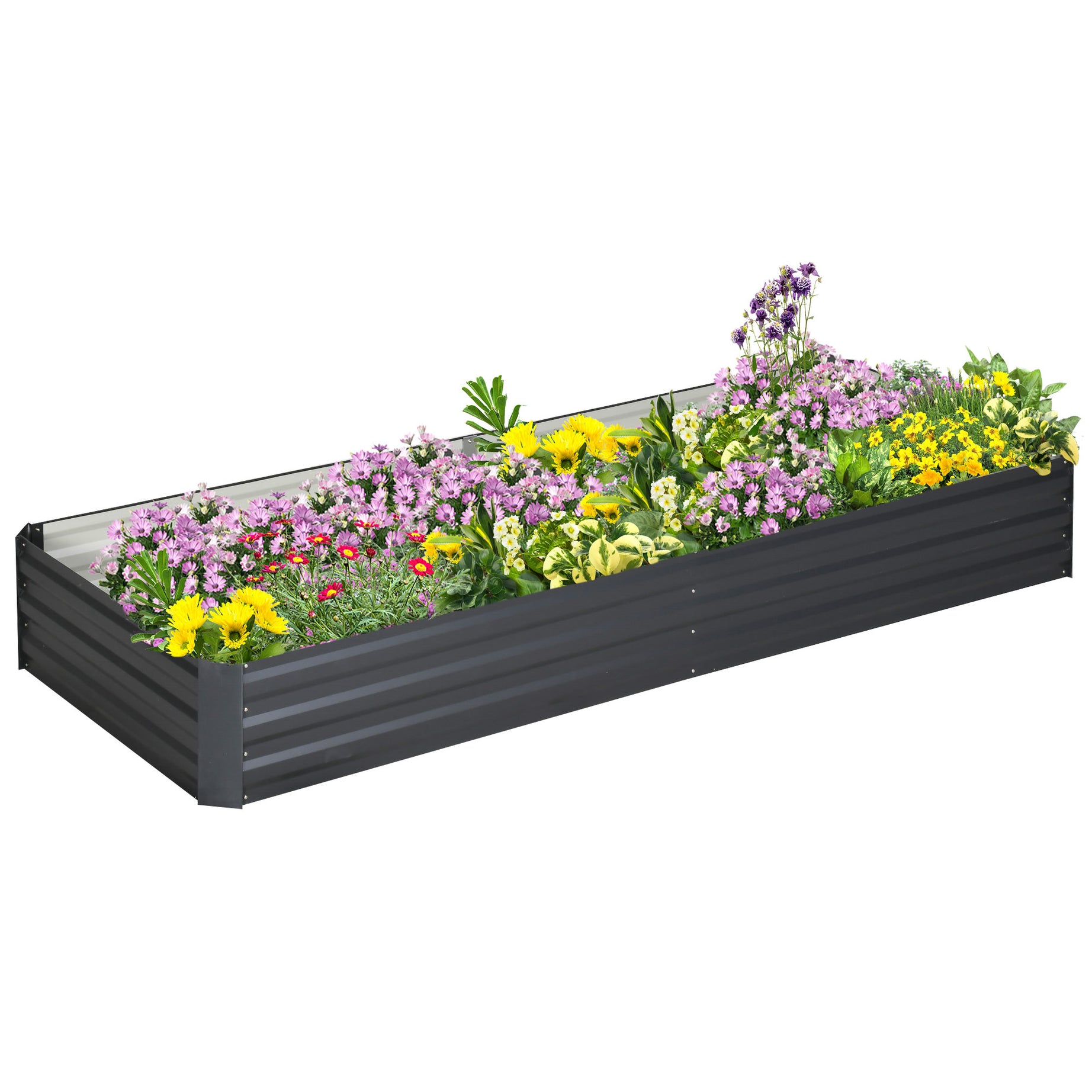 Outsunny Galvanized Raised Garden Bed, 7.9' x 3' x 1' Metal Planter Box, for Growing Vegetables, Flowers, Herbs, Succulents, Gray--1