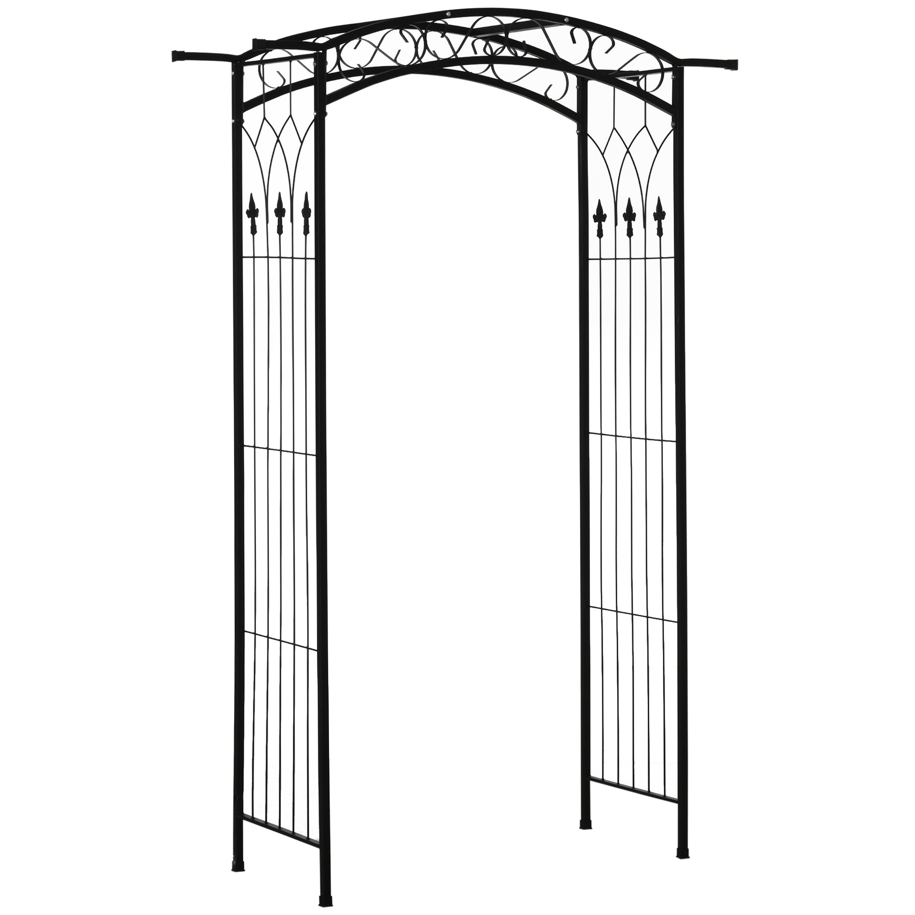 Outsunny 7Ft Outdoor Garden Arbor, Wedding Arch for Ceremony, Trellis with Scrollwork Design, Ideal for Climbing Vines and Plants--1