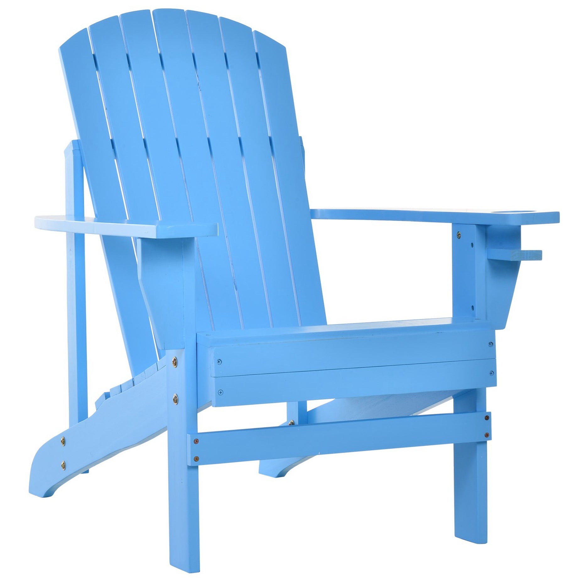 Outsunny Wooden Adirondack Chair, Outdoor Patio Lawn Chair with Cup Holder, Weather Resistant Lawn Furniture, Classic Lounge for Deck, Garden, Backyard, Fire Pit, Blue--1