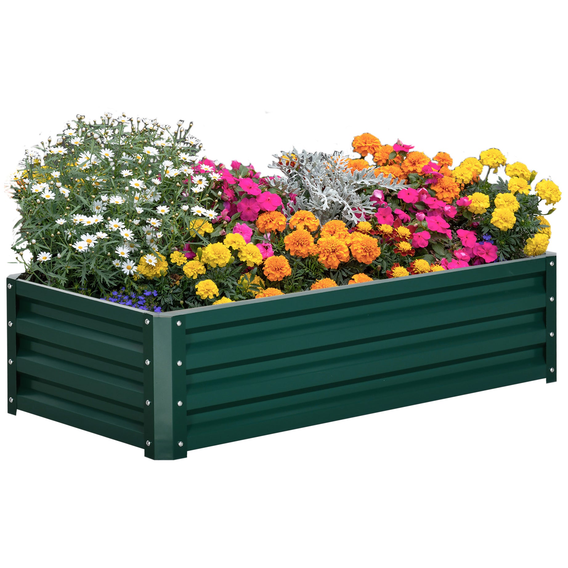 Outsunny Raised Garden Bed, 4' x 2' x 1' Galvanized Planter Box Raised Bed for Vegetables, Flowers, Plants and Herbs, Green--1