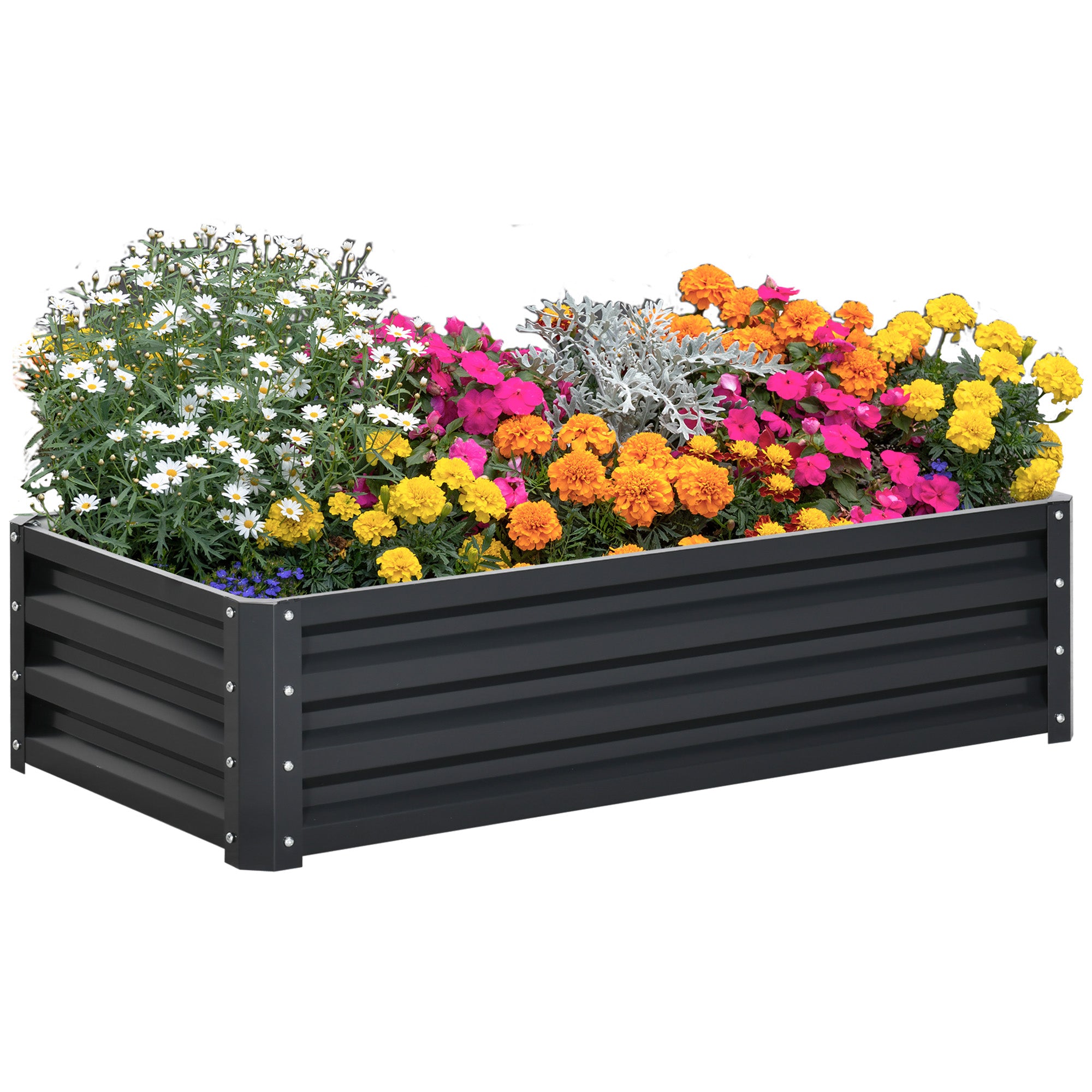 Outsunny Raised Garden Bed, 4' x 2' x 1' Galvanized Planter Box Raised Bed for Vegetables, Flowers, Plants and Herbs, Gray--1