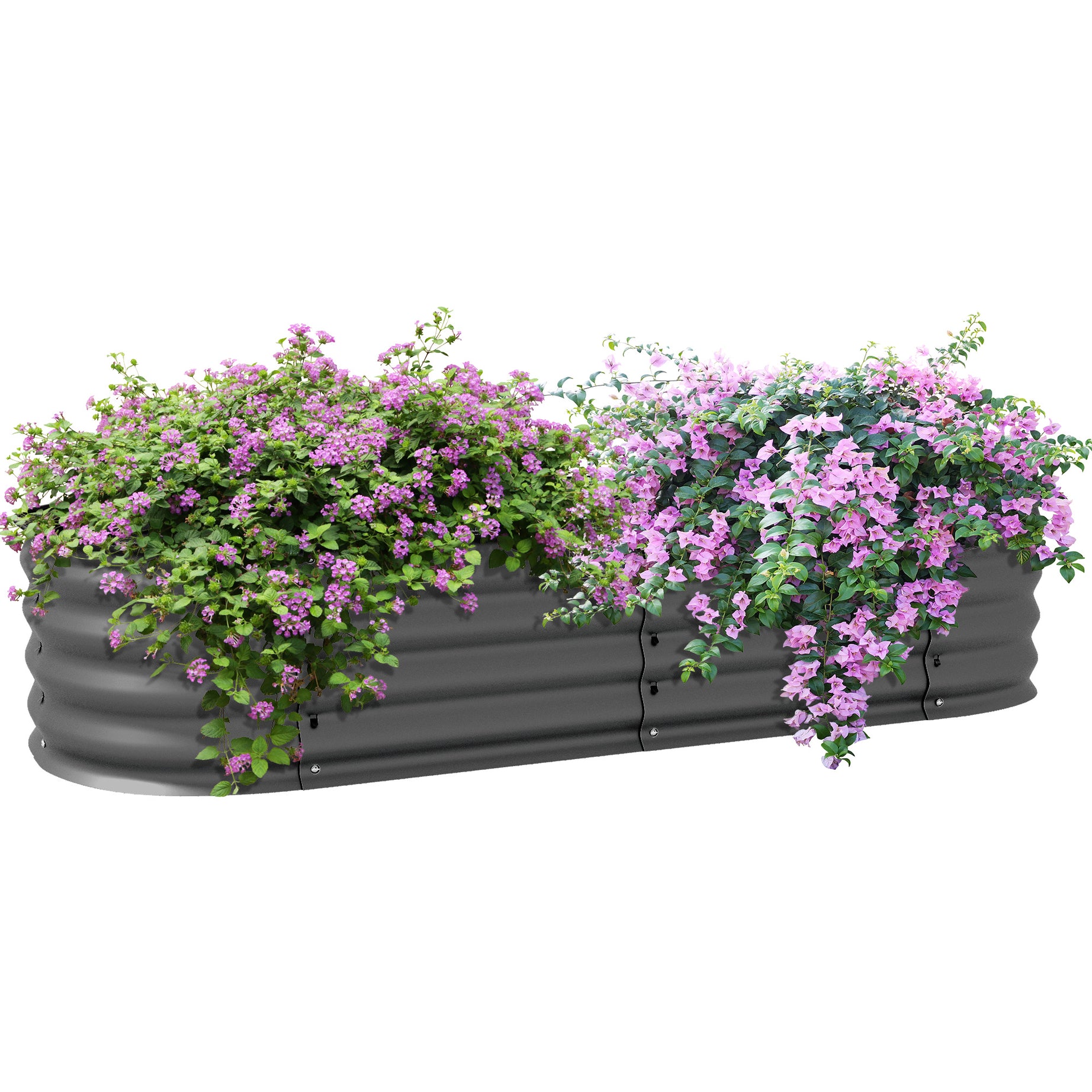 Outsunny 4.9' x 2' x 1' Galvanized Raised Garden Bed Kit, Outdoor Metal Elevated Planter Box with Safety Edging, Easy DIY Stock Tank for Growing Flowers, Herbs & Vegetables, Dark Gray--1