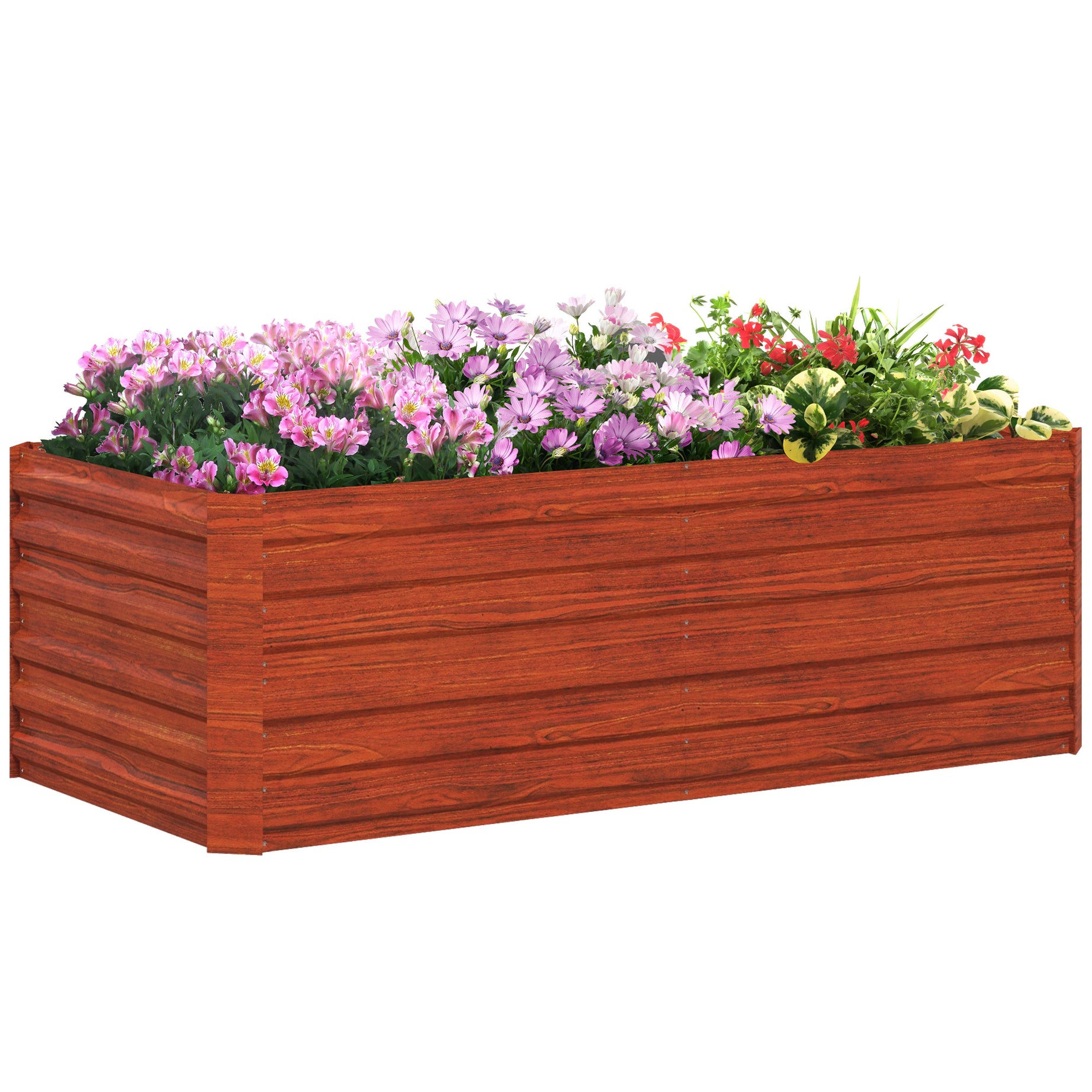 Outsunny Galvanized Raised Garden Bed Kit, Large and Tall Metal Planter Box for Vegetables, Flowers and Herbs, Reinforced, 6' x 3' x 2', Dark Brown--1