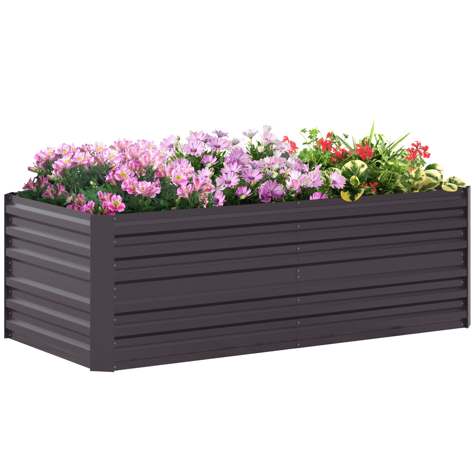 Outsunny Galvanized Raised Garden Bed Kit, Large and Tall Metal Planter Box for Vegetables, Flowers and Herbs, Reinforced, 6' x 3' x 2', Dark Gray--1