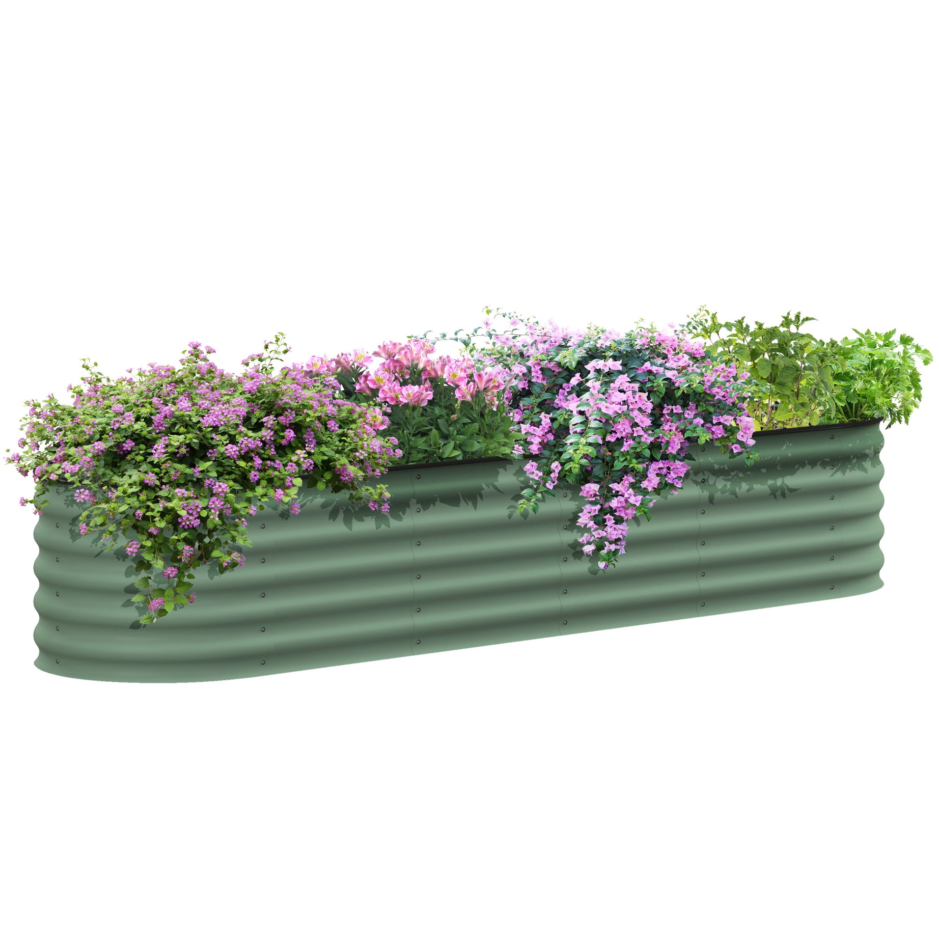 Outsunny 7.9' x 2' x 1.4' Galvanized Raised Garden Bed Kit, Outdoor Metal Elevated Planter Box with Safety Edging, Easy DIY Stock Tank for Growing Flowers, Herbs & Vegetables, Green--1