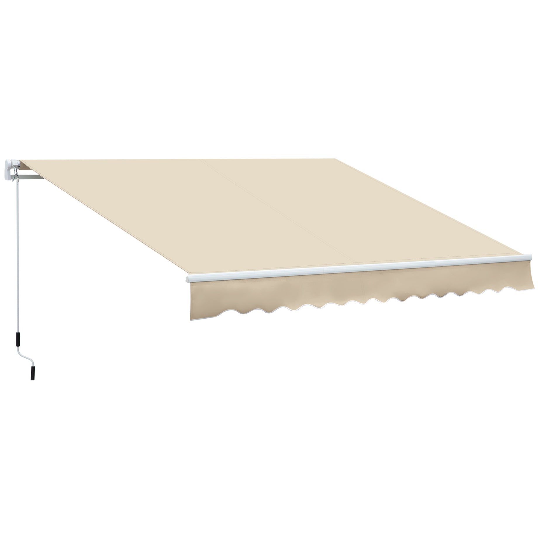 Outsunny 12' x 8' Retractable Awning Patio Awnings Sun Shade Shelter with Manual Crank Handle, 280g/m² UV & Water-Resistant Fabric and Aluminum Frame for Deck, Balcony, Yard, Cream White--1