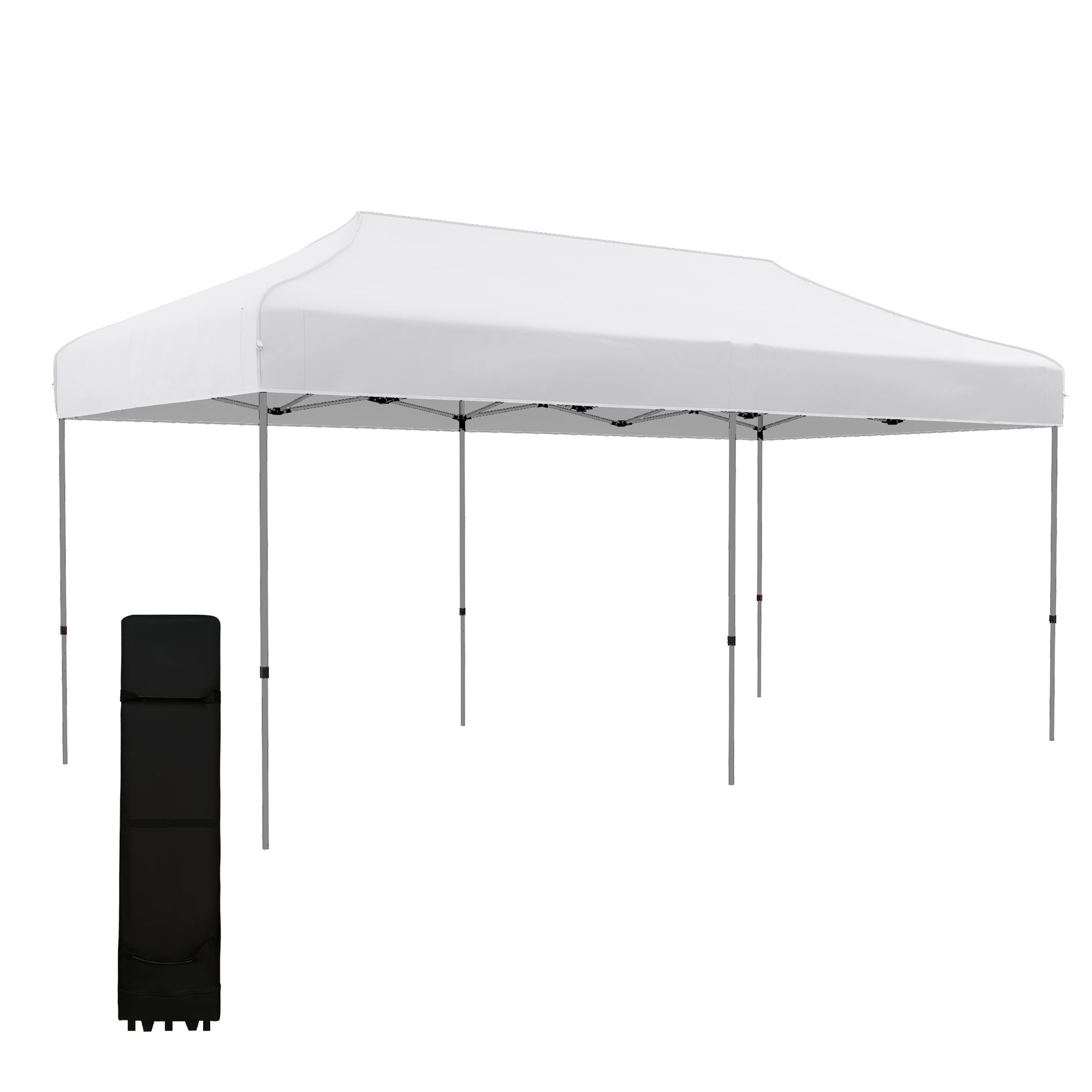 Outsunny 10' x 20' Pop Up Canopy Tent, Instant Sun Shelter with 3-Level Adjustable Height, Easy up Outdoor Tent for Parties with Wheeled Carry Bag for Garden, Patio, White--1