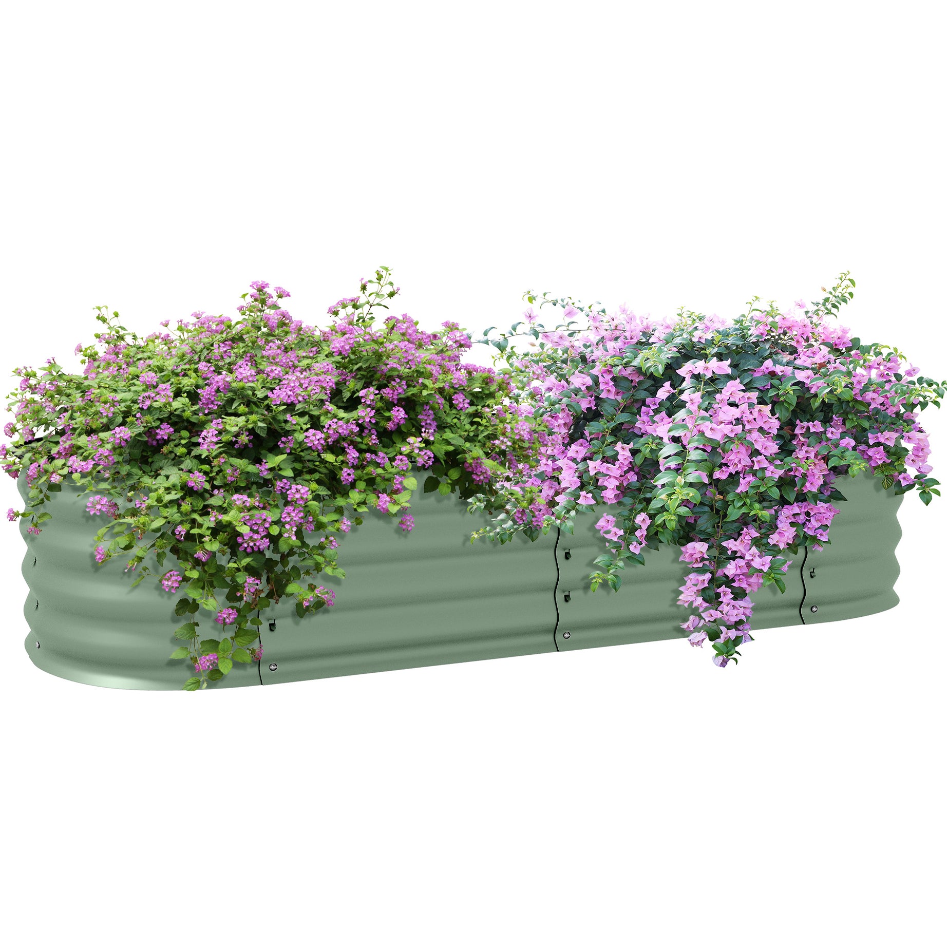 Outsunny 4.9' x 2' x 1' Galvanized Raised Garden Bed Kit, Outdoor Metal Elevated Planter Box with Safety Edging, Easy DIY Stock Tank for Growing Flowers, Herbs & Vegetables, Green--1