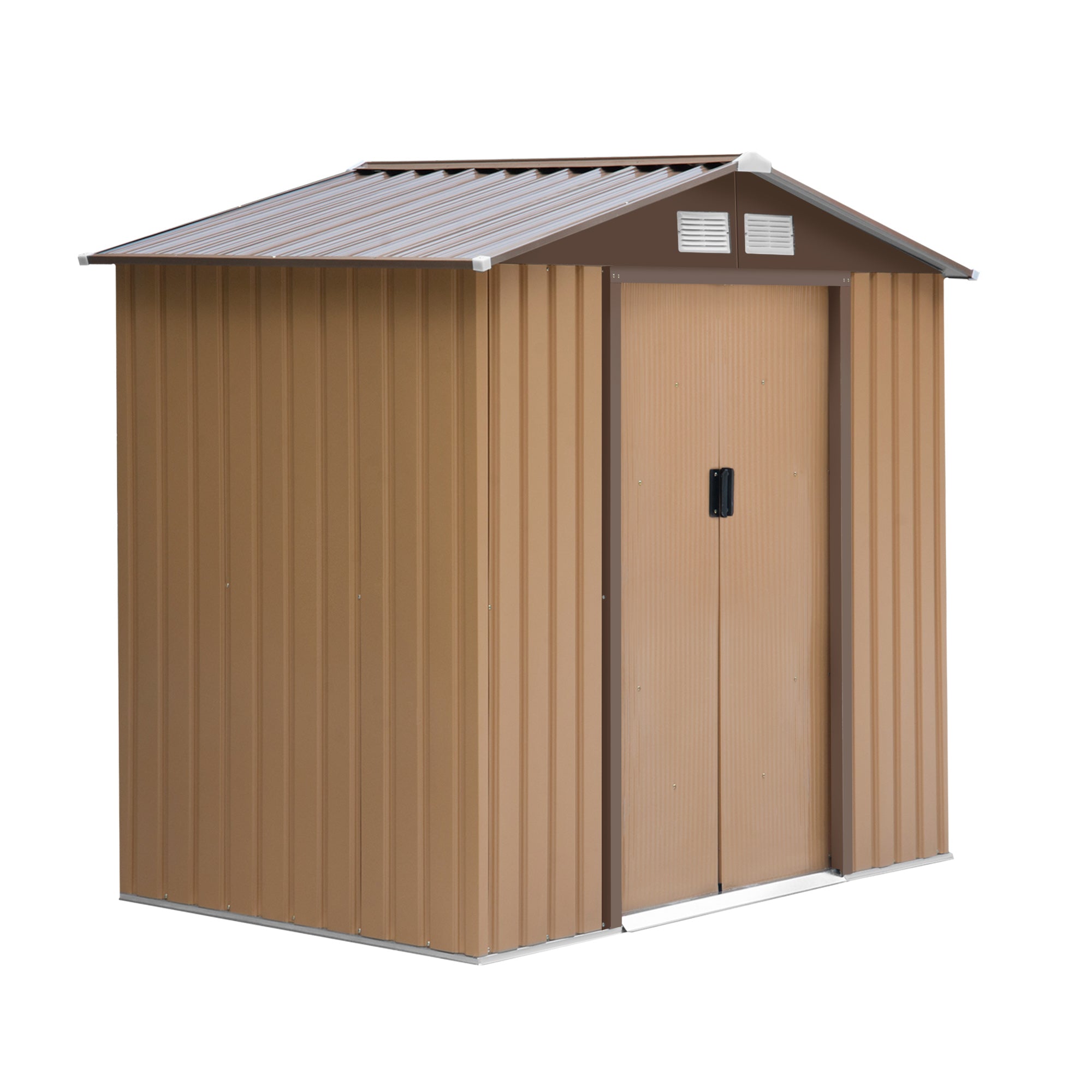 Outsunny 7' x 4' Outdoor Storage Shed, Garden Tool House with Foundation, 4 Vents and 2 Easy Sliding Doors for Backyard, Patio, Garage, Lawn, Yellow--1