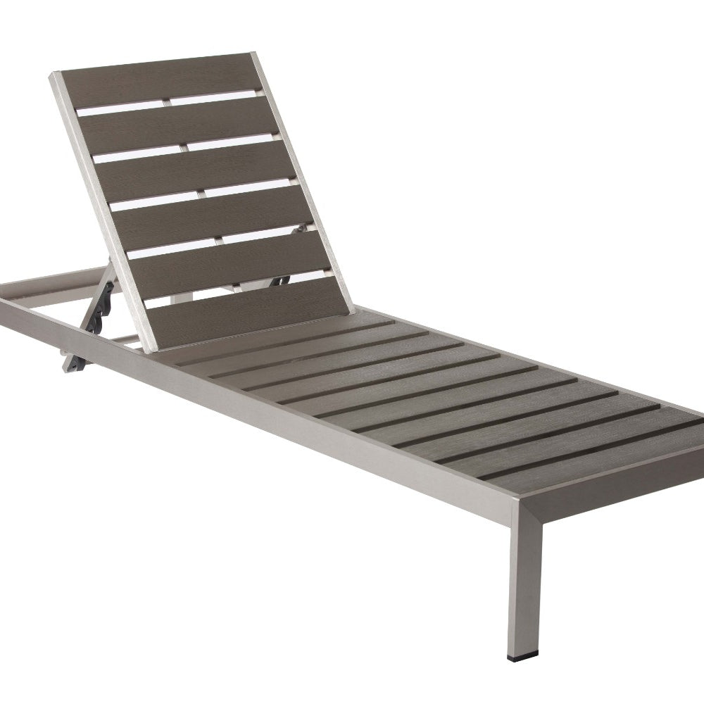 Versatile And Trendy Modern Anodized Aluminum Wheeled Lounger, Gray--1