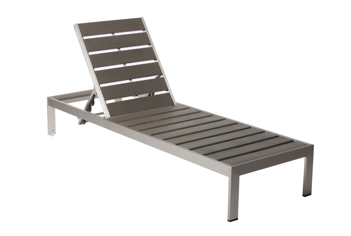 Versatile And Trendy Modern Anodized Aluminum Wheeled Lounger, Gray--1