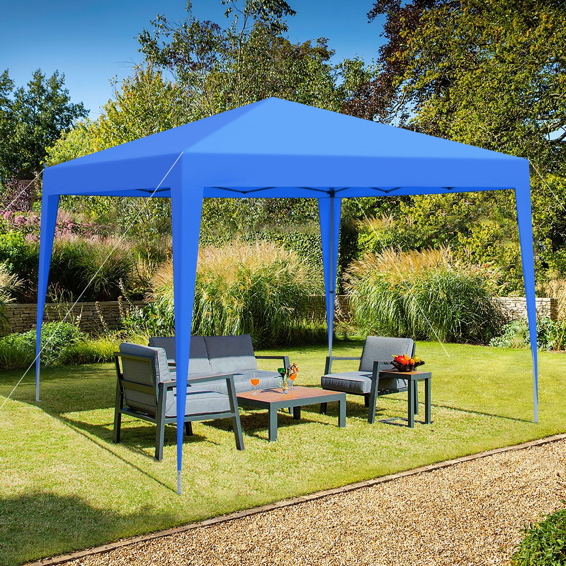 Outdoor 10x 10Ft Pop Up Gazebo Tent Canopy with 4pcs Weight sand bag,with Carry Bag-Blue--1