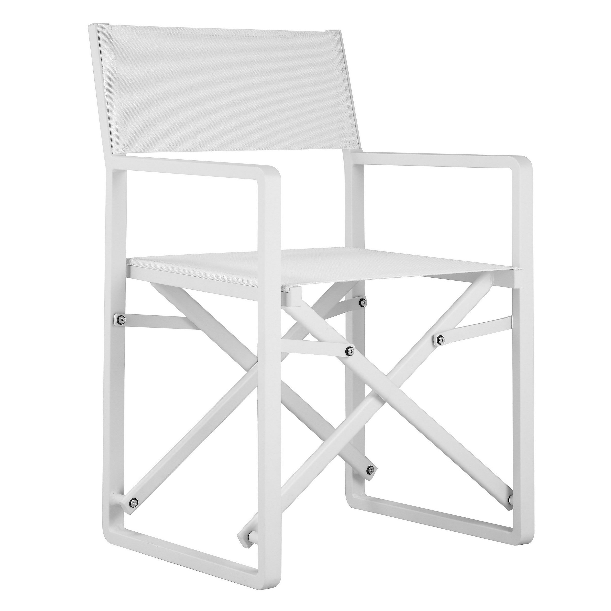 Keli 20 Inch Outdoor Armchair, Crisp White Finish, Foldable, Set of 2--1