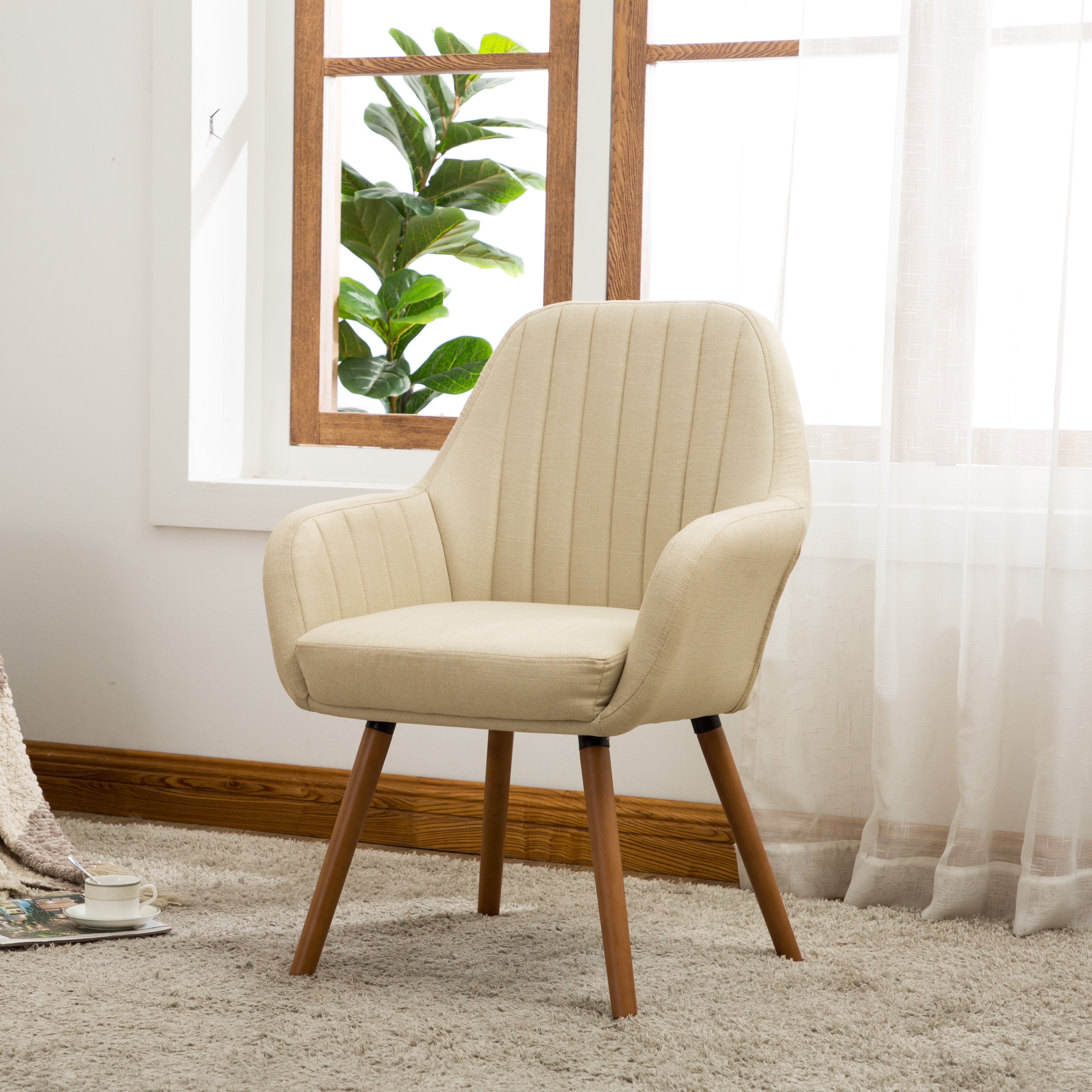 Tuchico Contemporary Fabric Accent Chair, Tan--1