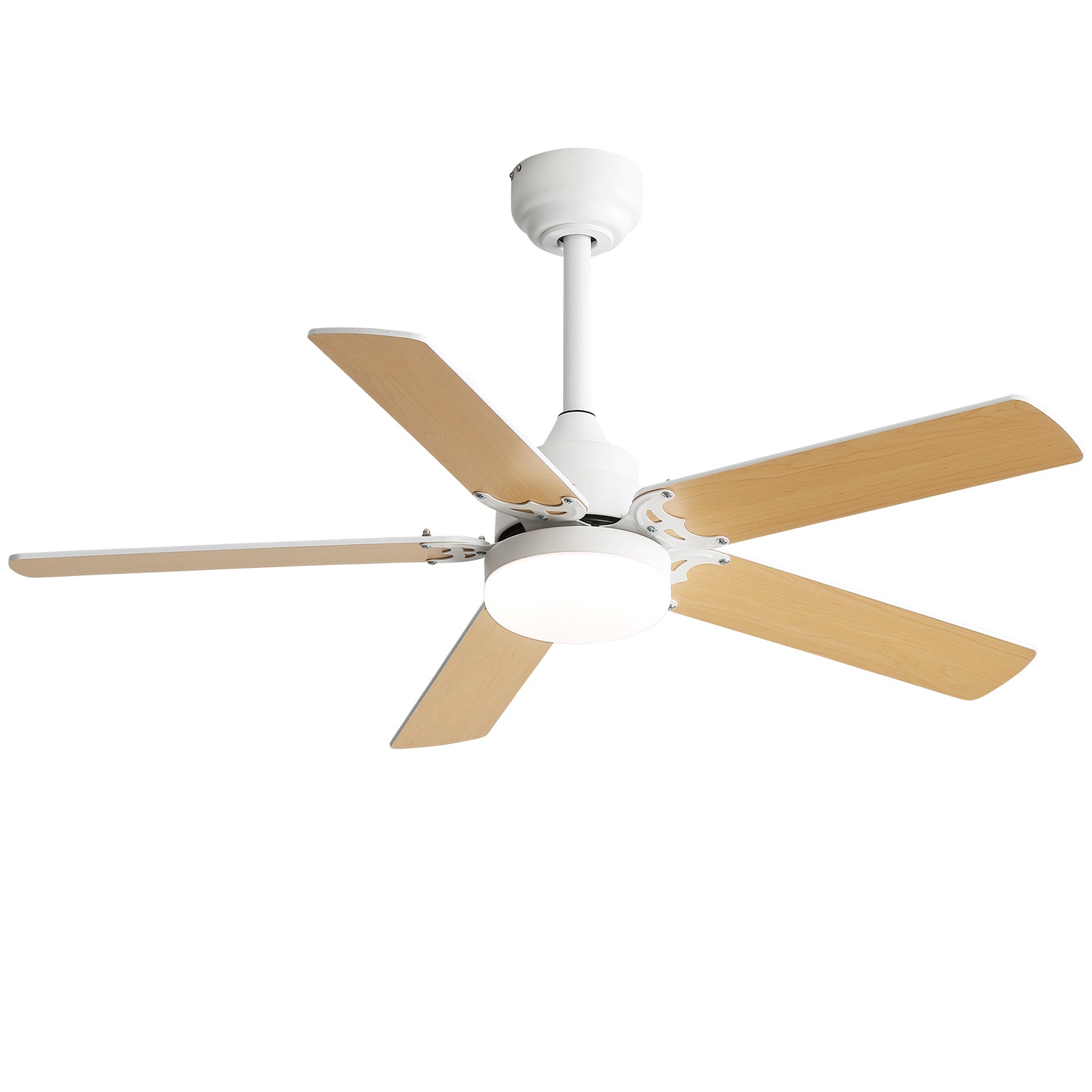 42 Inch Modern Ceiling Fan With 3 Color Dimmable Light 5 Blades Remote Control Reversible DC Motor White--1