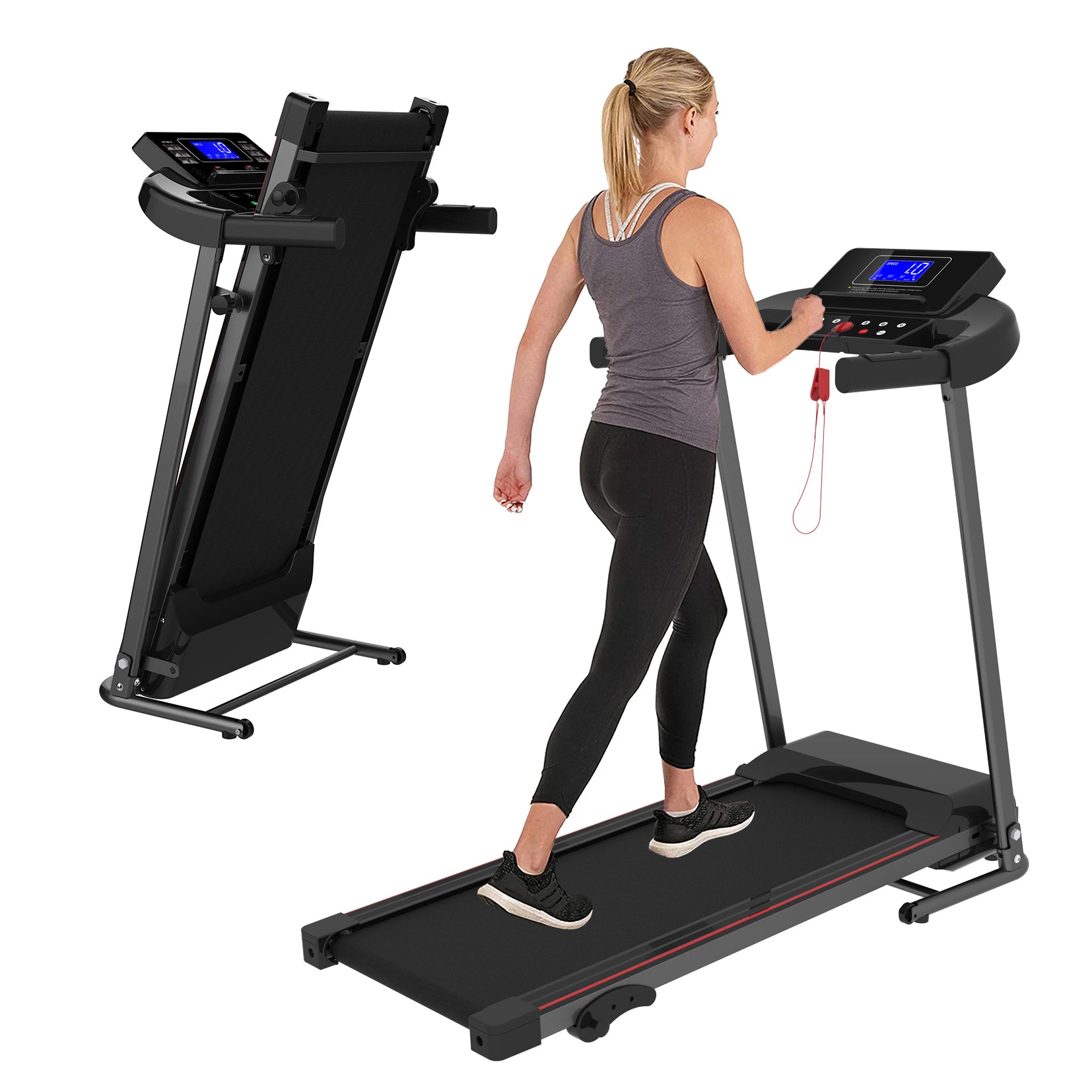 Home Use Max 250 LBS Capacity Incline Multi-function Foldable Electric Treadmill--1