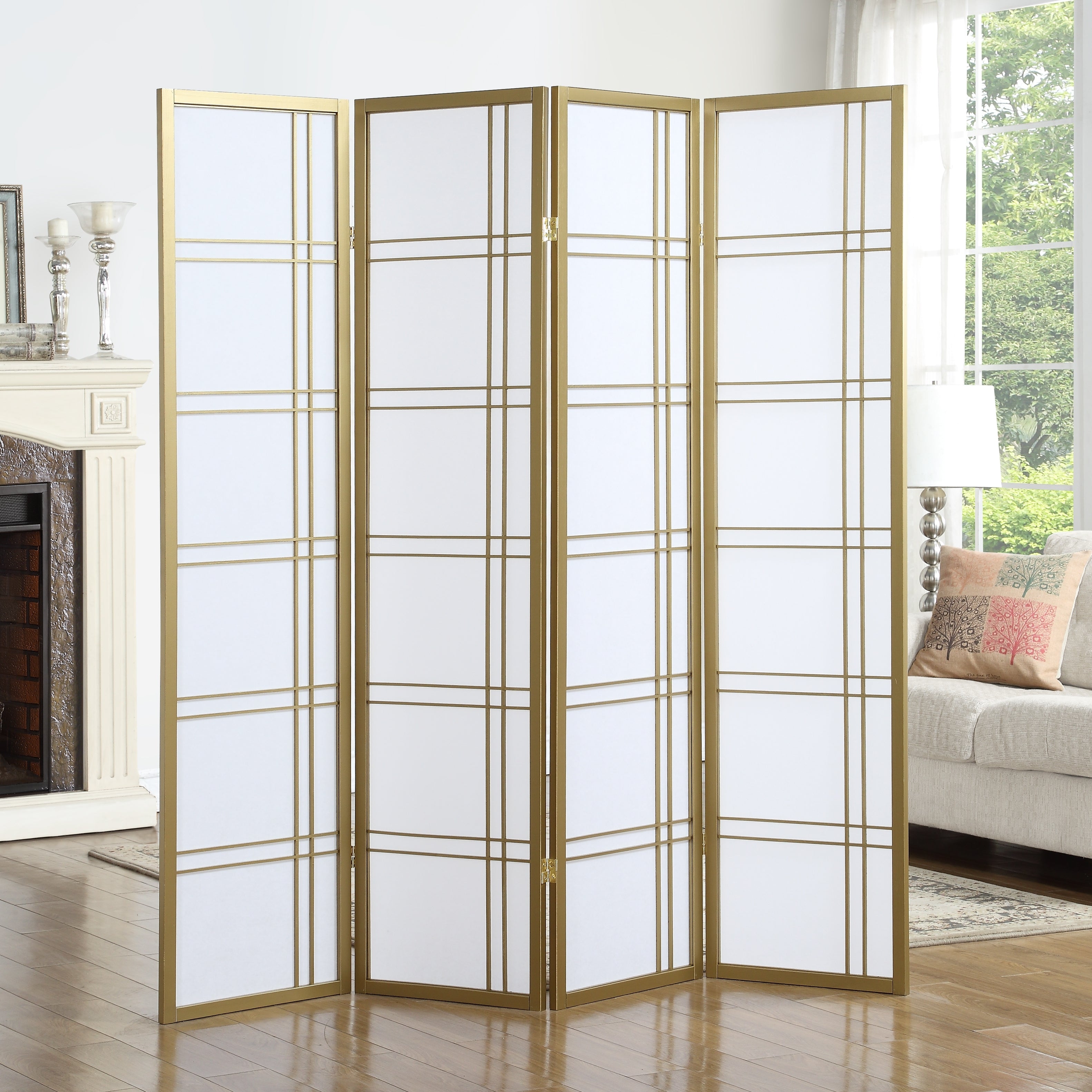 Seto 4-Panel Room Divider Screen, Gold--1