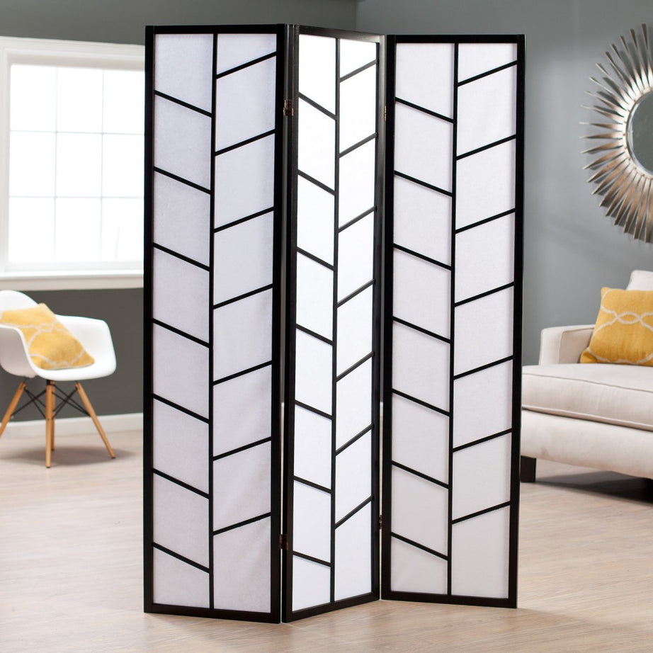 3-Panel Climbing Screen Room Divider, Black--1