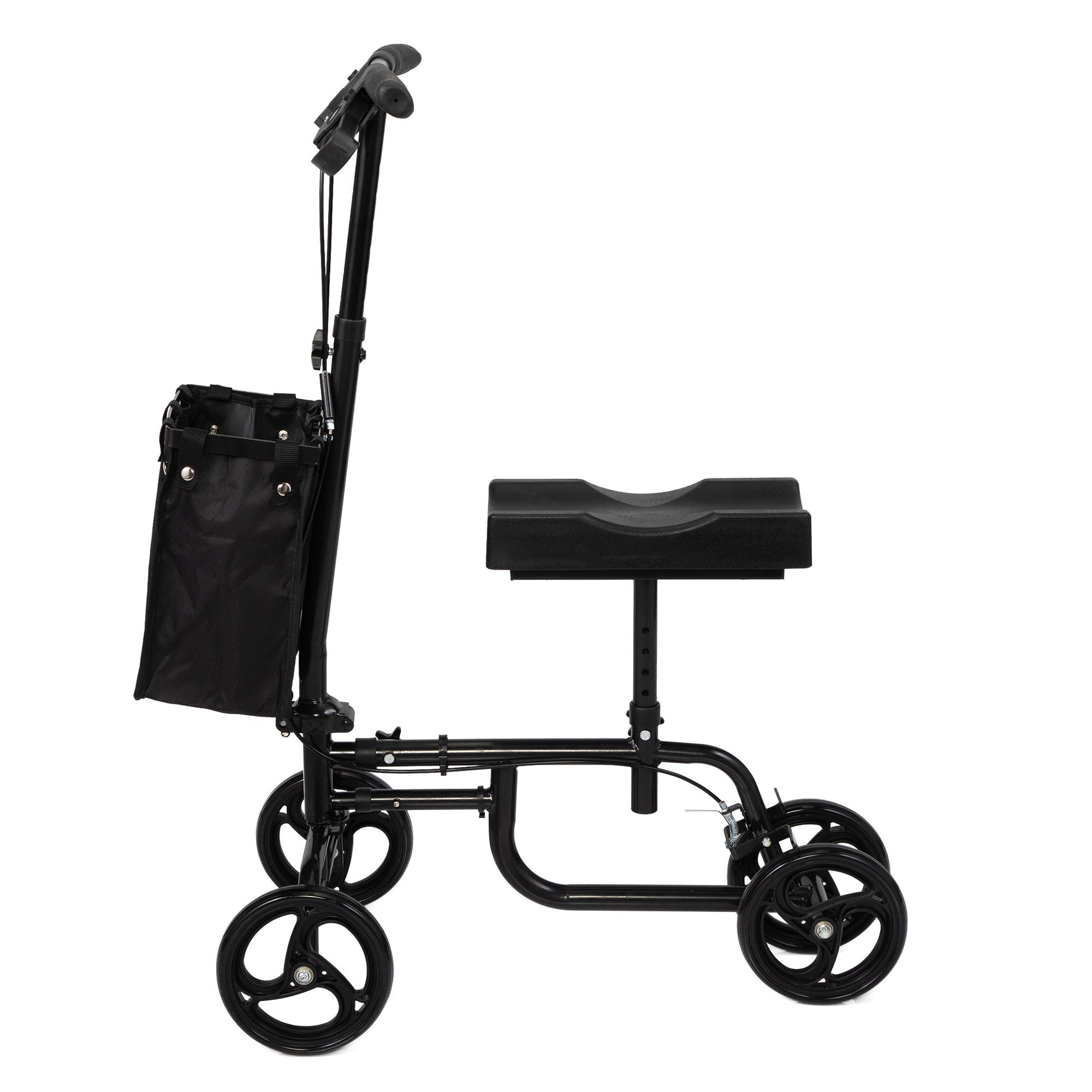 Folding Knee Scooter, Steerable Leg Walker with Bag and Dual Braking System, Crutch Alternative for Foot Injuries Ankles Surgery, Black--1