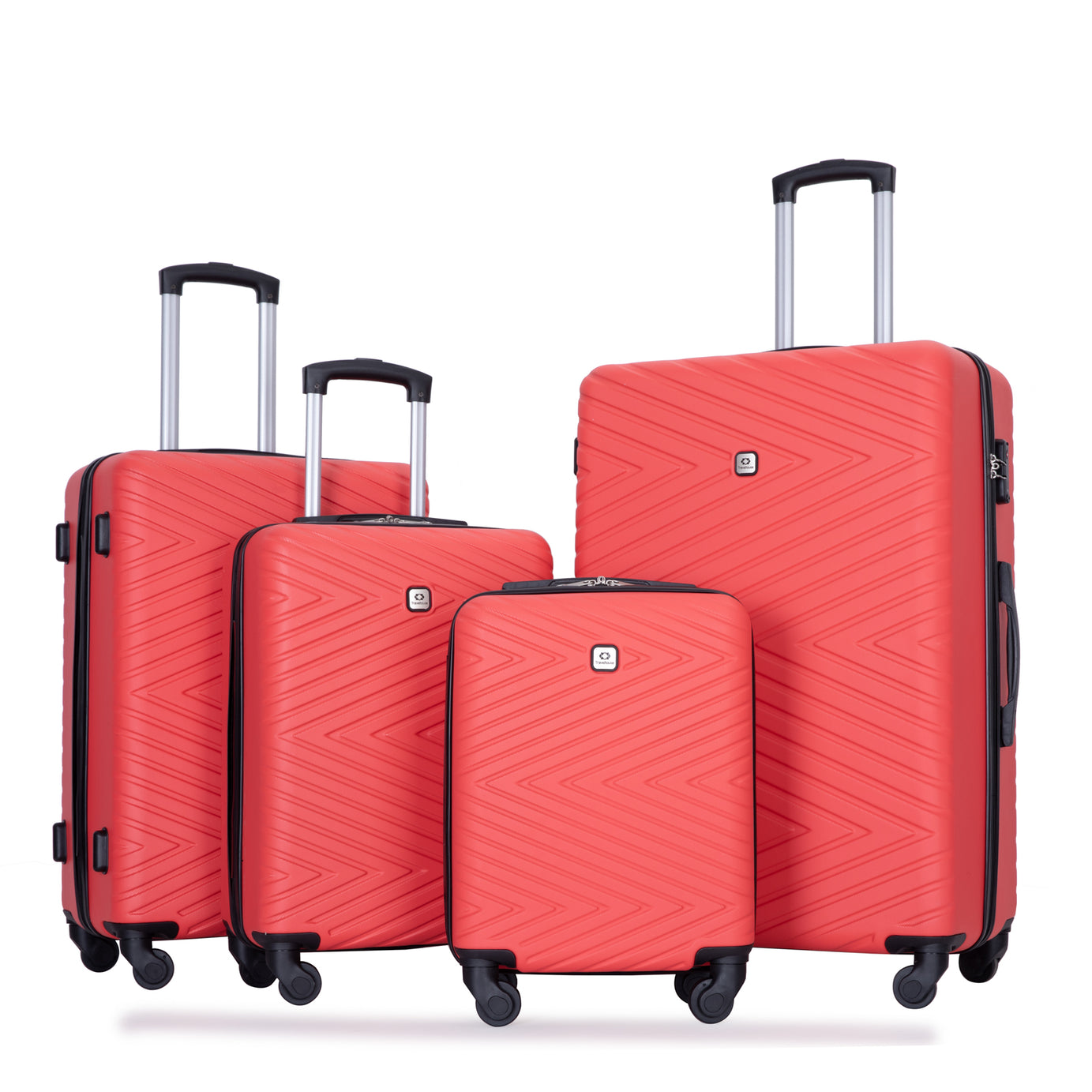 luggage 4-piece ABS lightweight suitcase with rotating wheels, 24 inch and 28 inch with TSA lock, (16/20/24/28) RED--1