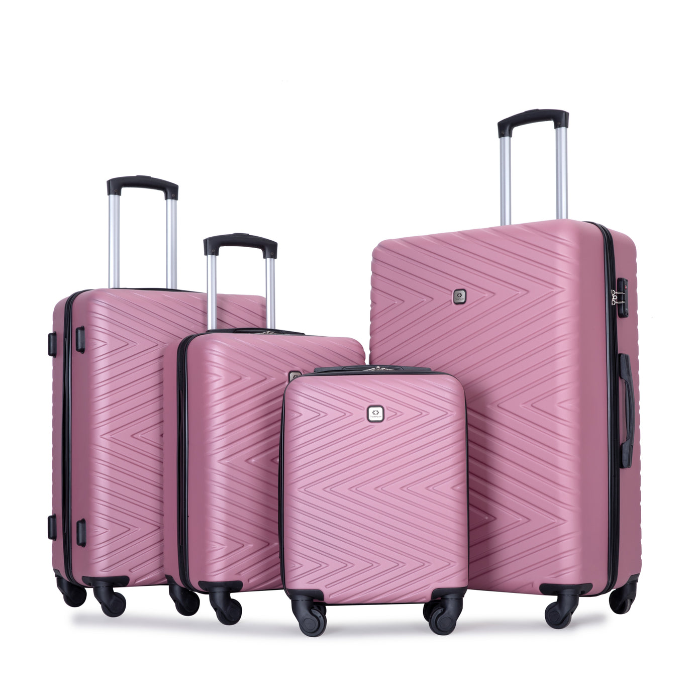 luggage 4-piece ABS lightweight suitcase with rotating wheels, 24 inch and 28 inch with TSA lock, (16/20/24/28) PINK--1