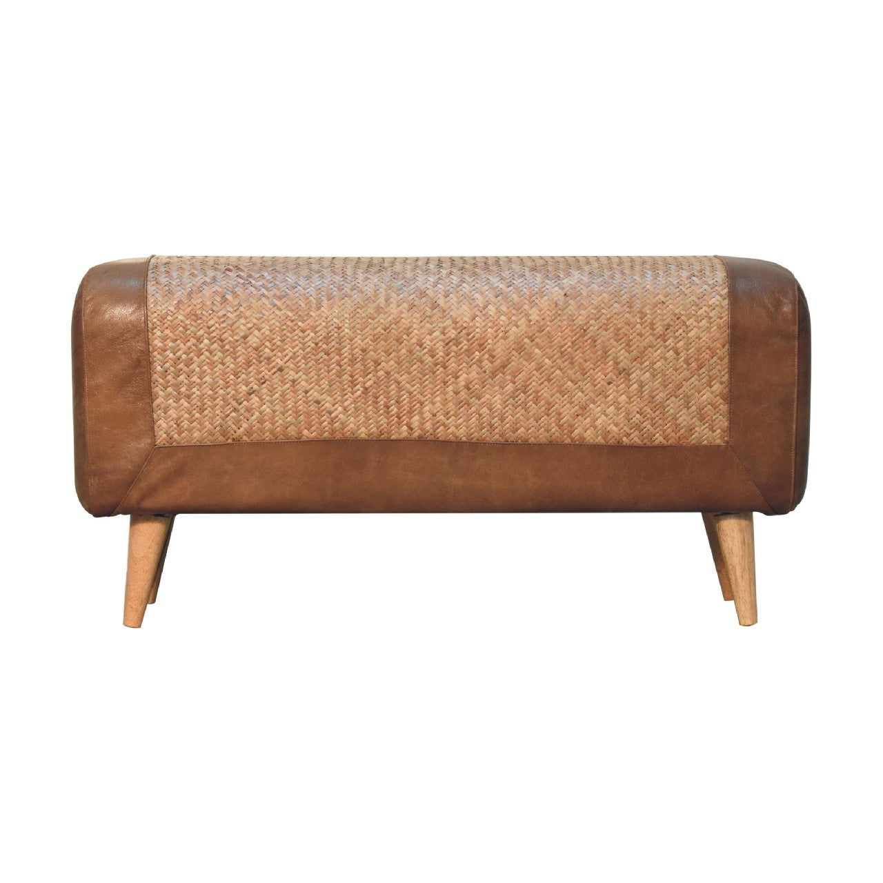 Large Seagrass Buffalo Hide Nordic Bench--1