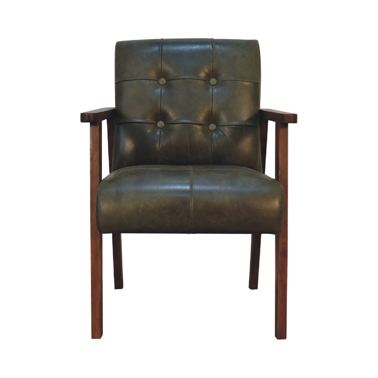 Olive Buffalo Leather Chair--1