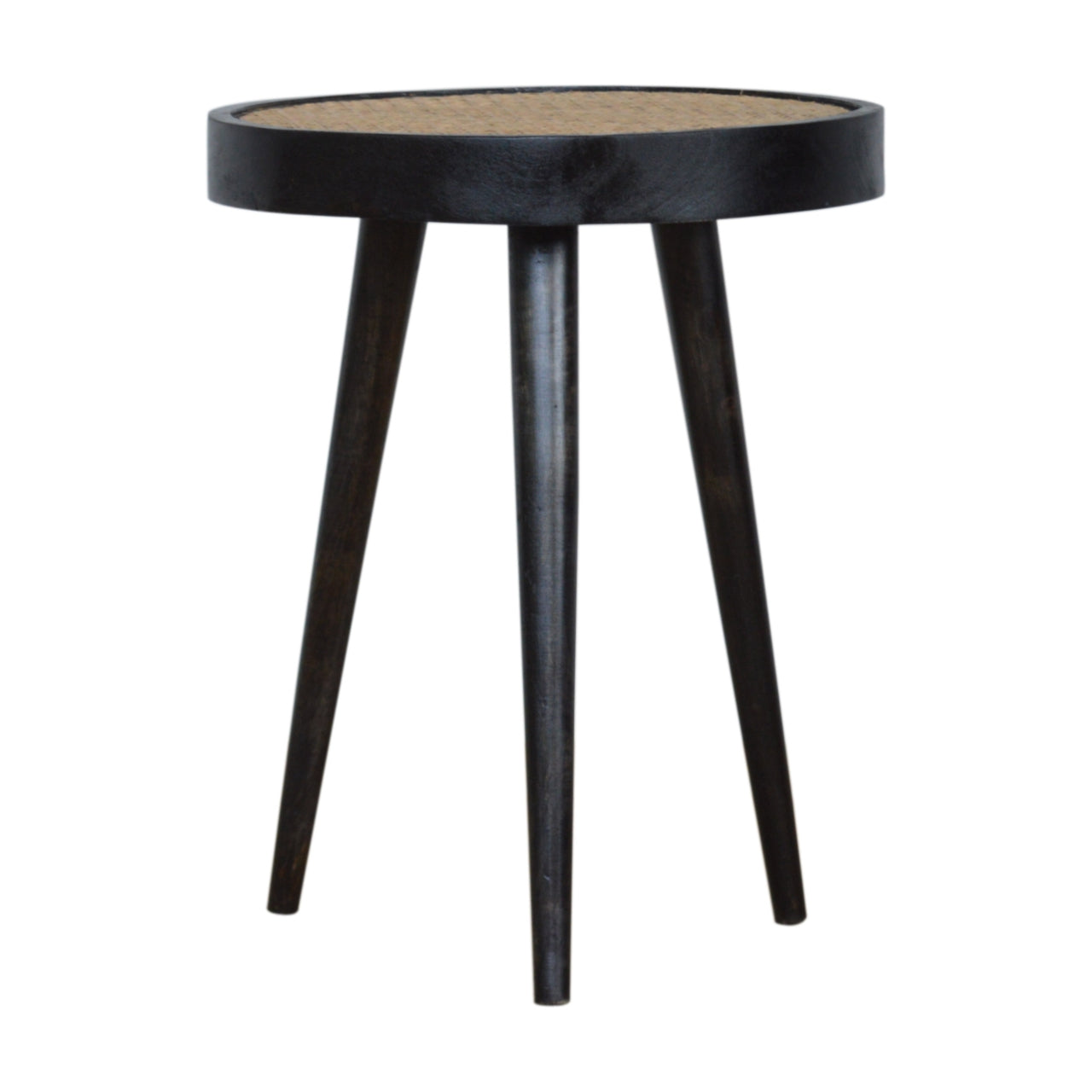 Carbon Black Rattan End Table--1