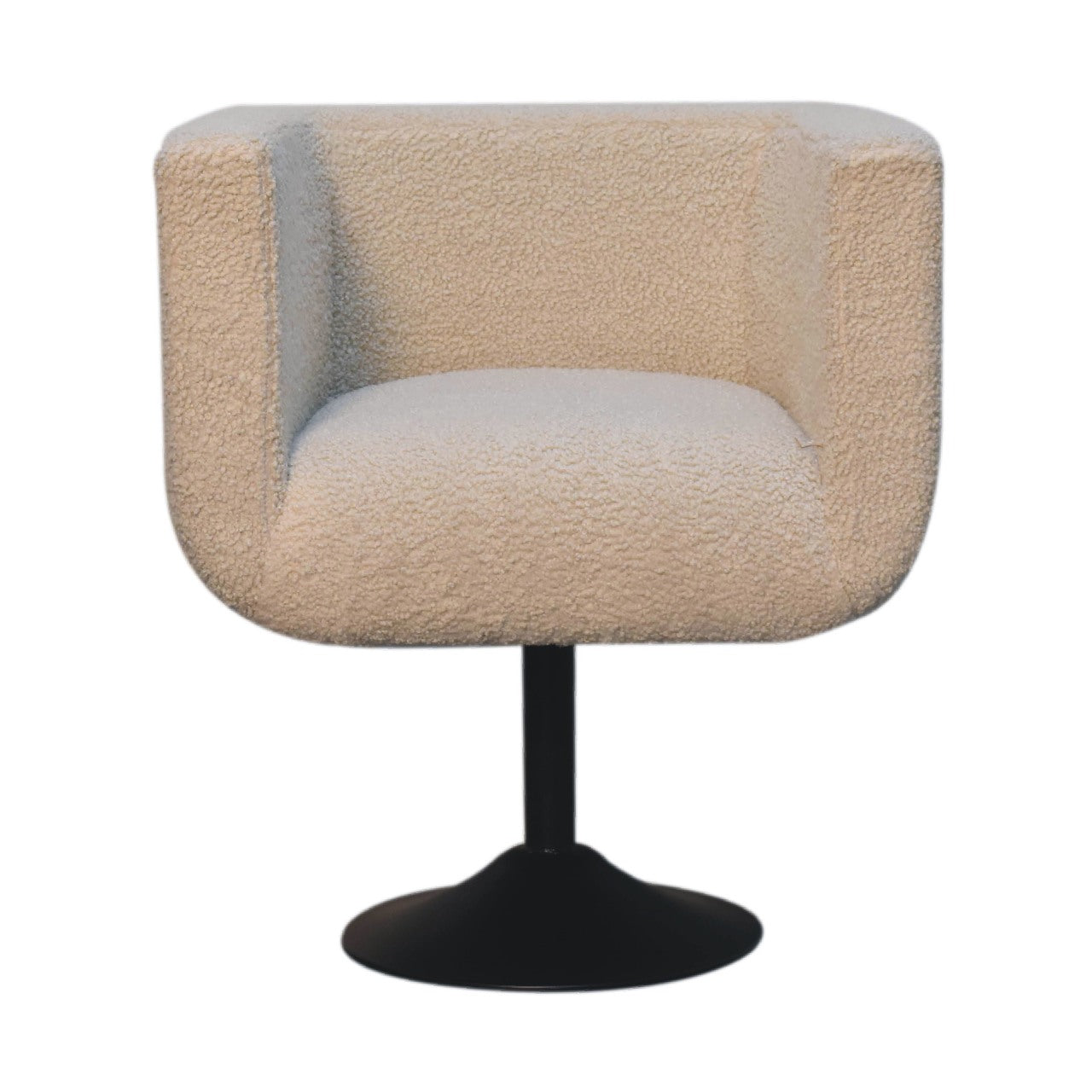 Cream Boucle Swivel Chair--1