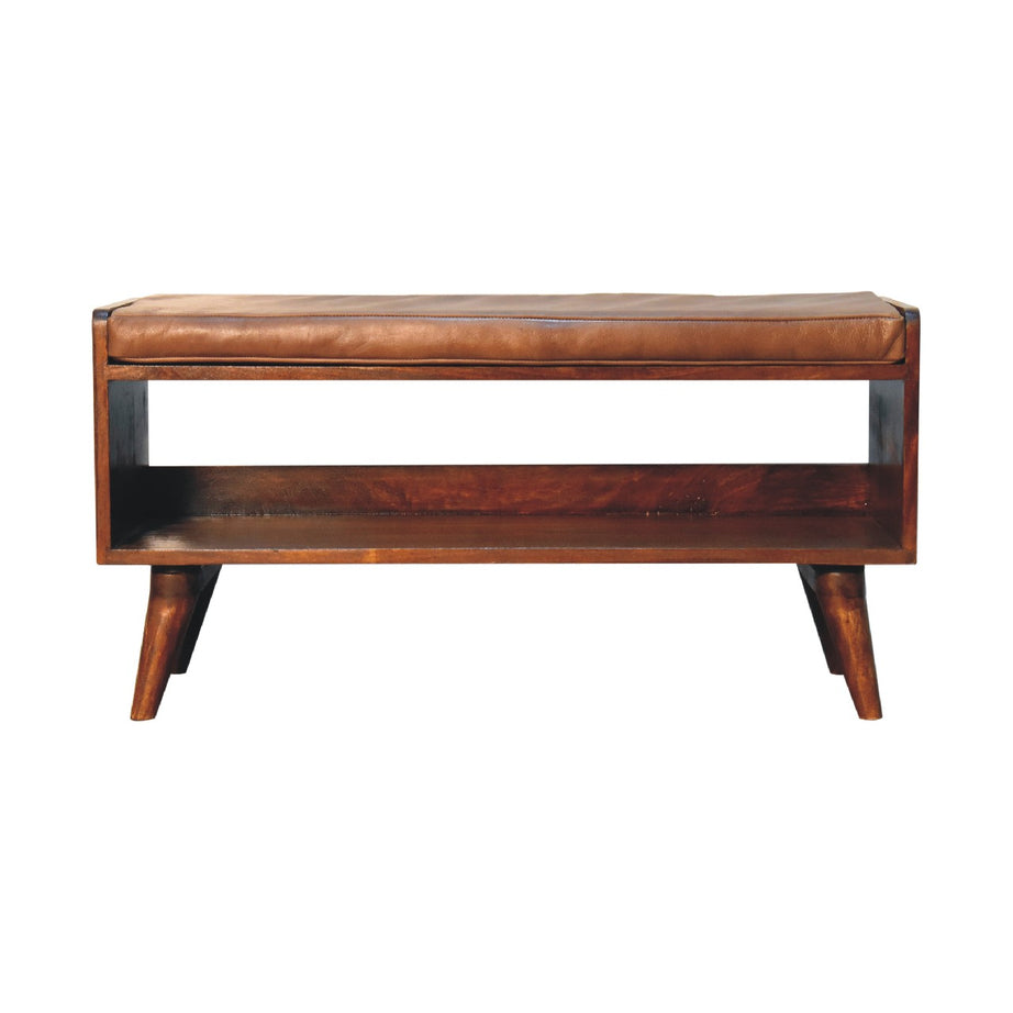 Chestnut Bench with Brown Leather Seatpad--1