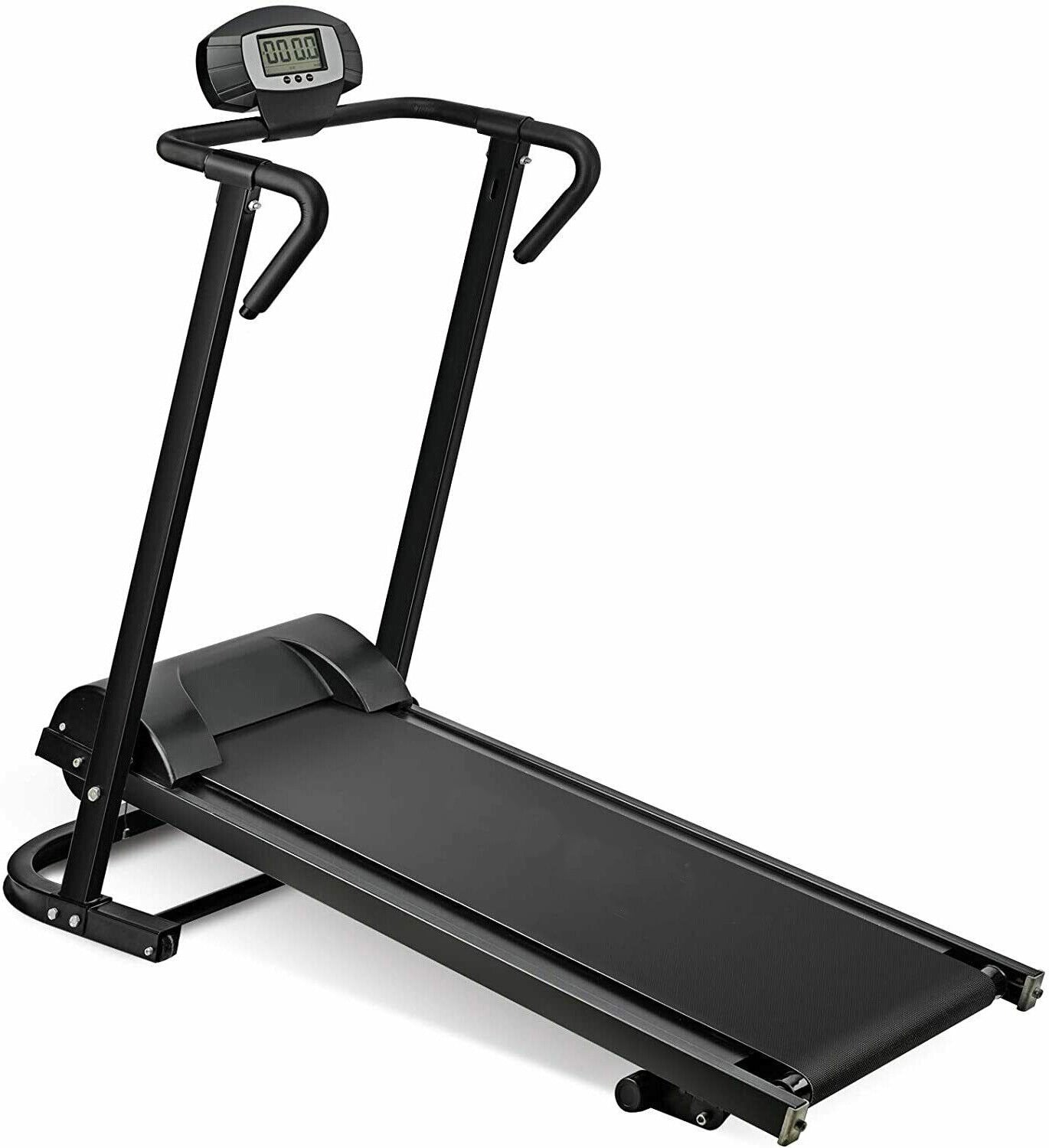 Folding Manual Walking Treadmill, Non-Electric Treadmill with Armrests and LCD Display, Suitable for Aerobic Sport Fitness Equipment in Home Gym, Office, Apartment--1