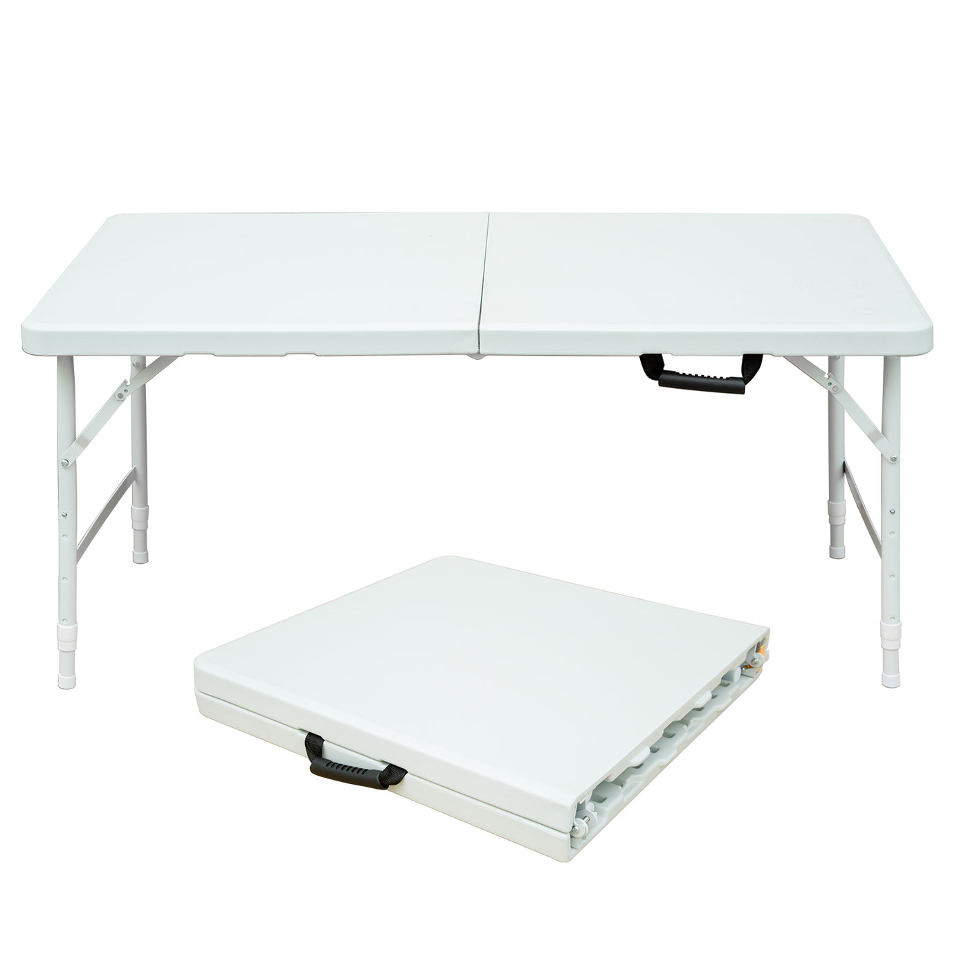 4ft Portable Folding Table Indoor&Outdoor Maximum Weight 135KG Foldable Table for Camping White--1