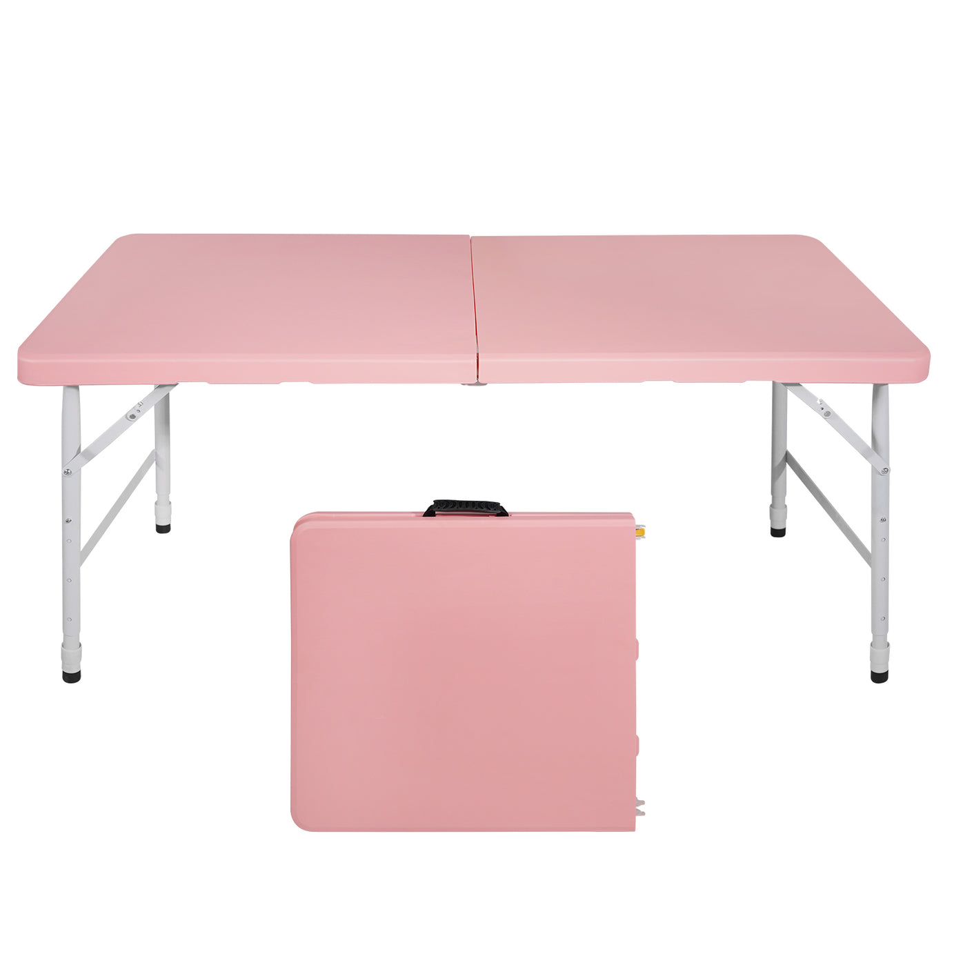 4ft Pink Portable Folding Table Indoor&Outdoor Maximum Weight 135KG Foldable Table for Camping--1