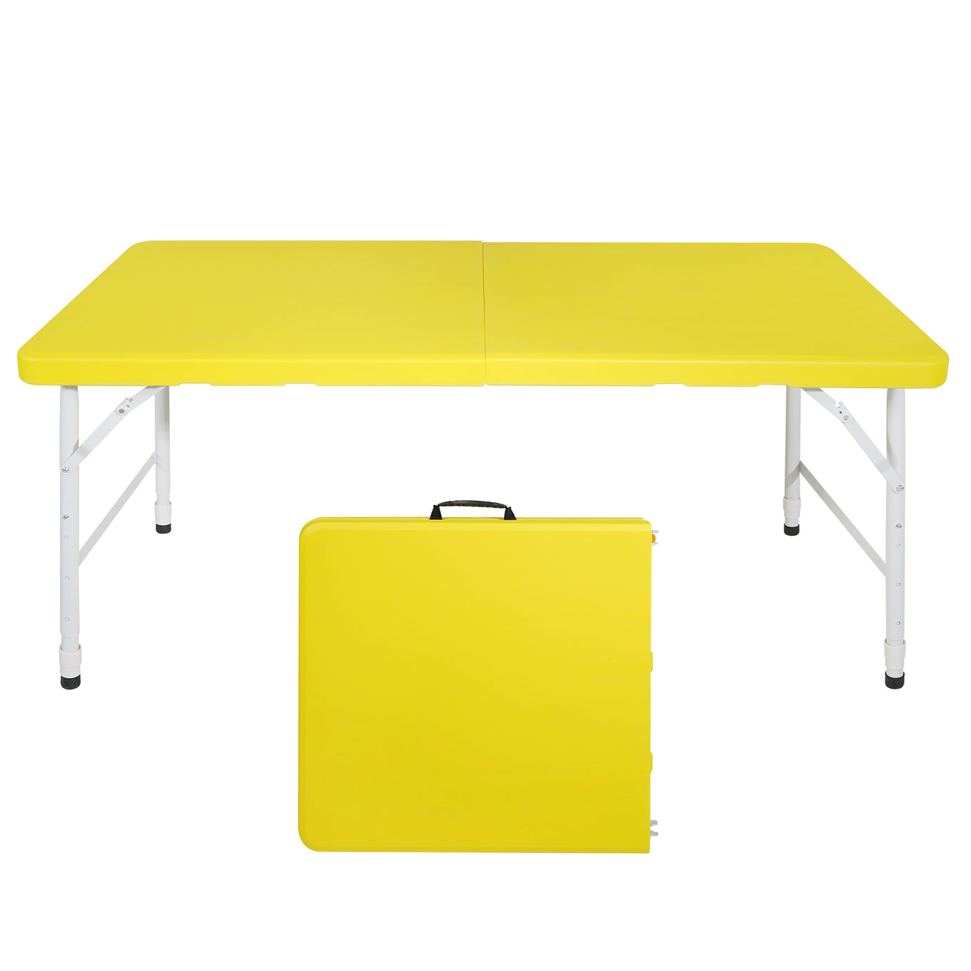 4ft Yellow Portable Folding Table Indoor&Outdoor Maximum Weight 135KG Foldable Table for Camping--1