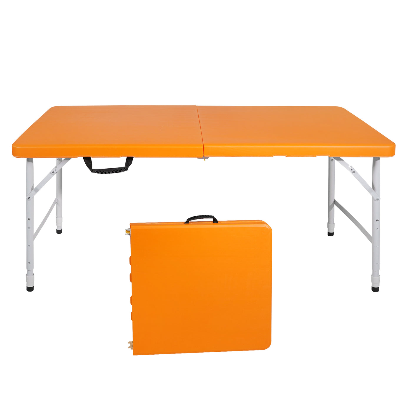 4ft Orange Portable Folding Table Indoor&Outdoor Maximum Weight 135KG Foldable Table for Camping--1