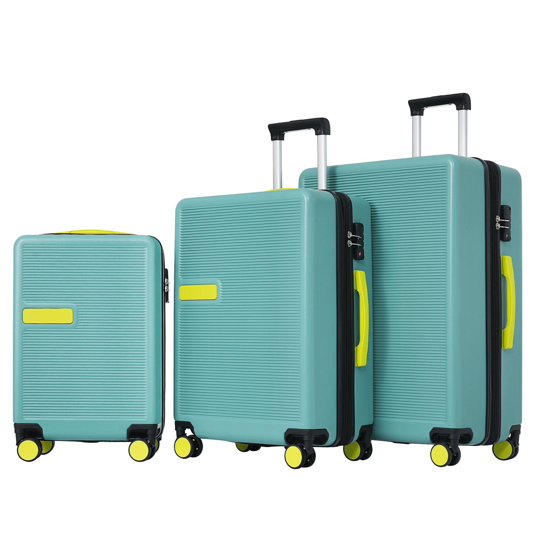 Contrast Color 3 Piece Luggage Set Hardside Spinner Suitcase with TSA Lock 20" 24' 28" Available--1